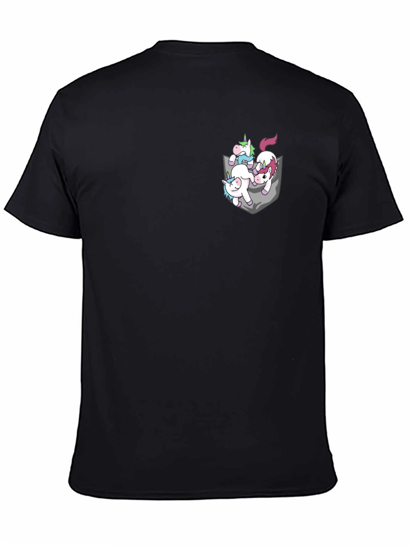 Black Unicorn Pocket Graphic Tee - Trendy Casual Cotton T-Shirt view 4