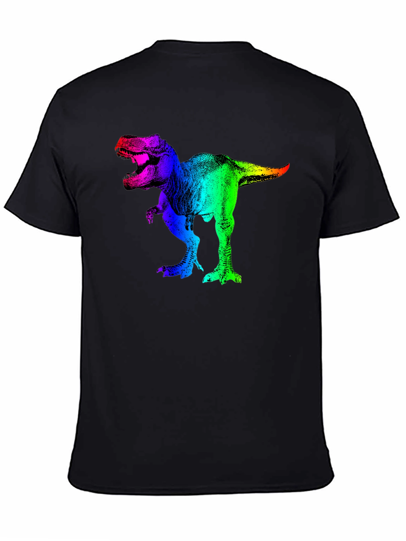 Black Rainbow Dinosaur Graphic T-Shirt view 4