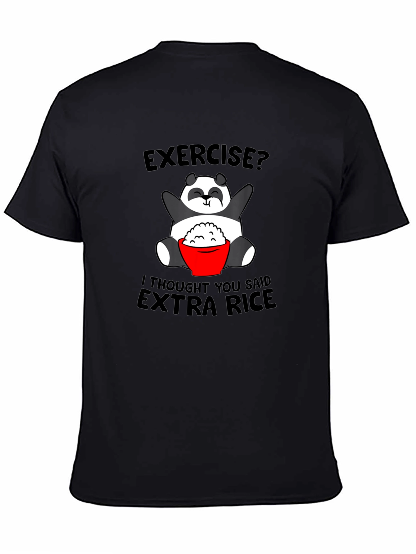 Black Funny Panda Extra Rice Graphic Tee Shirt view 4