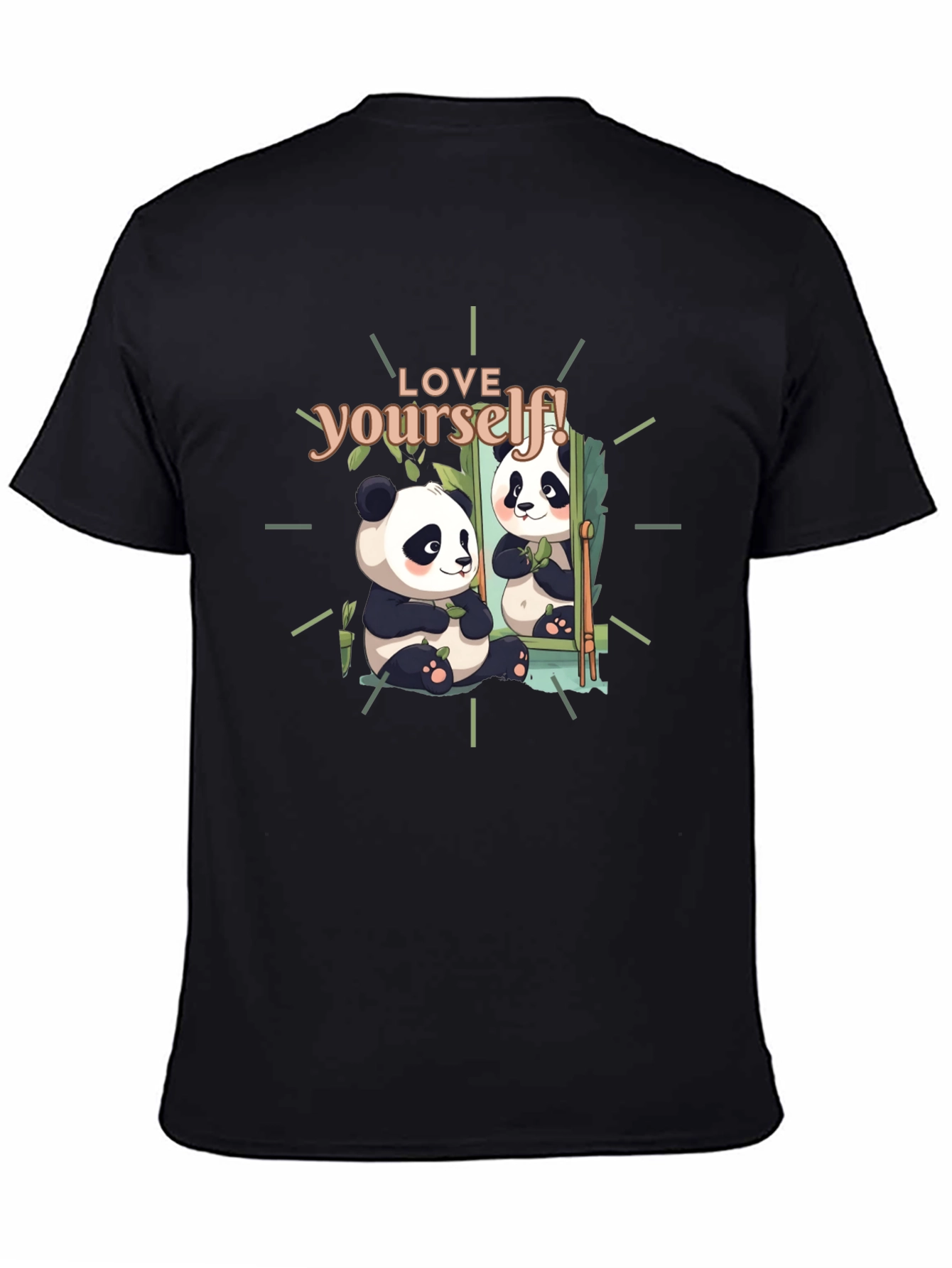 Black Love Yourself Panda Graphic T-Shirt - Black view 4