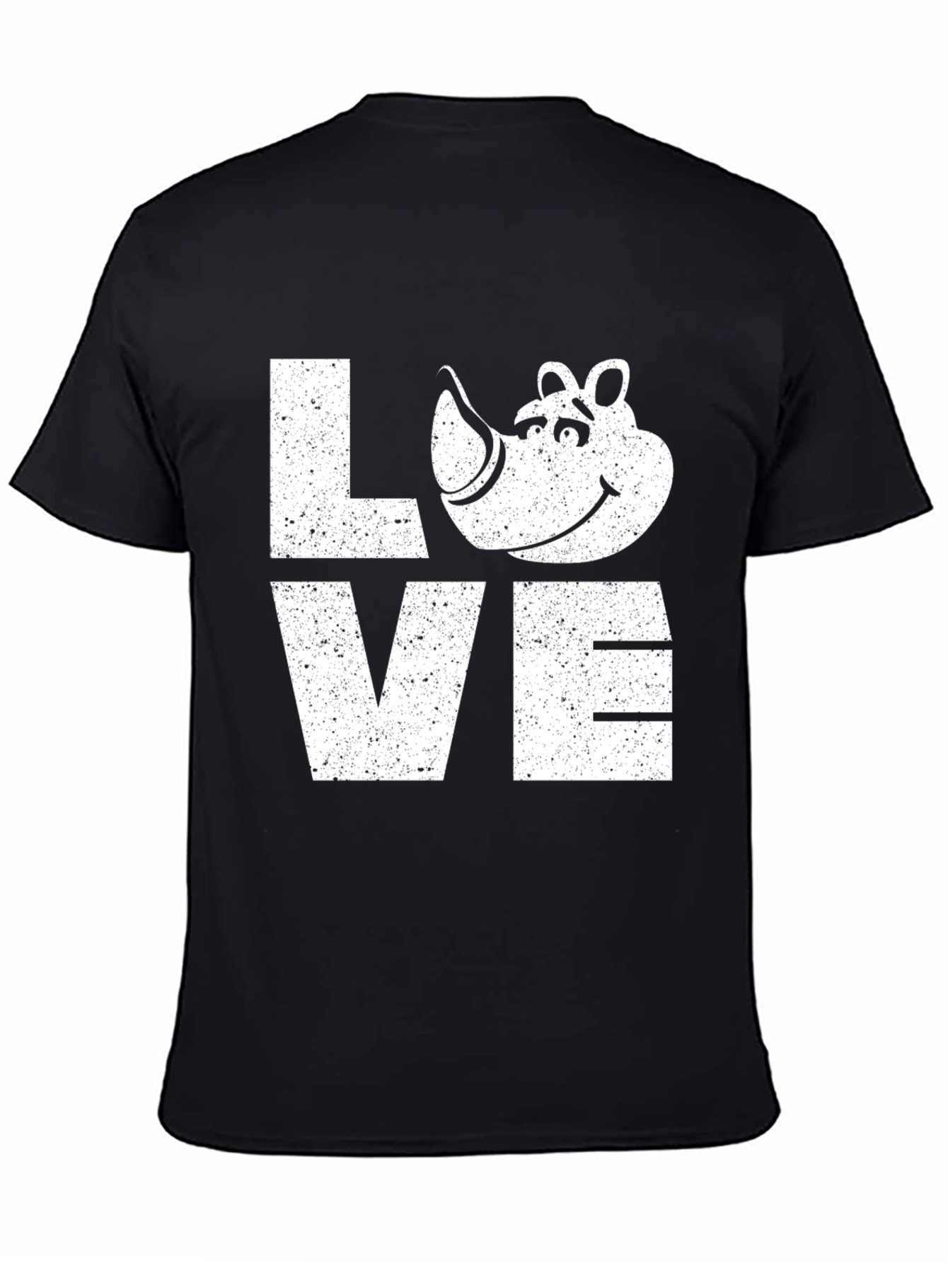 Black Love Rhino Graphic Tee - Soft Black Cotton T-Shirt view 4