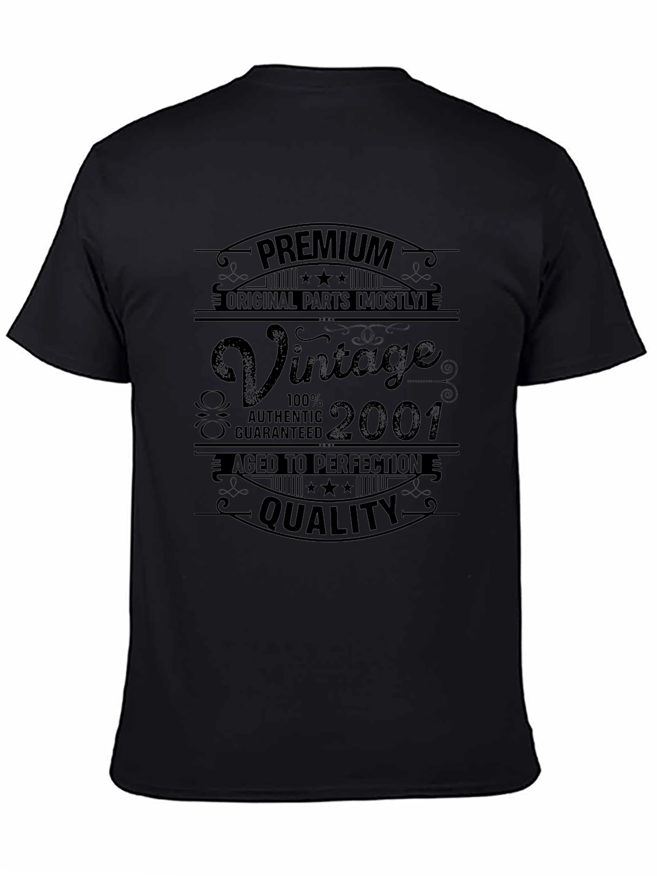 Black Vintage 2001 Premium Quality T-Shirt view 4