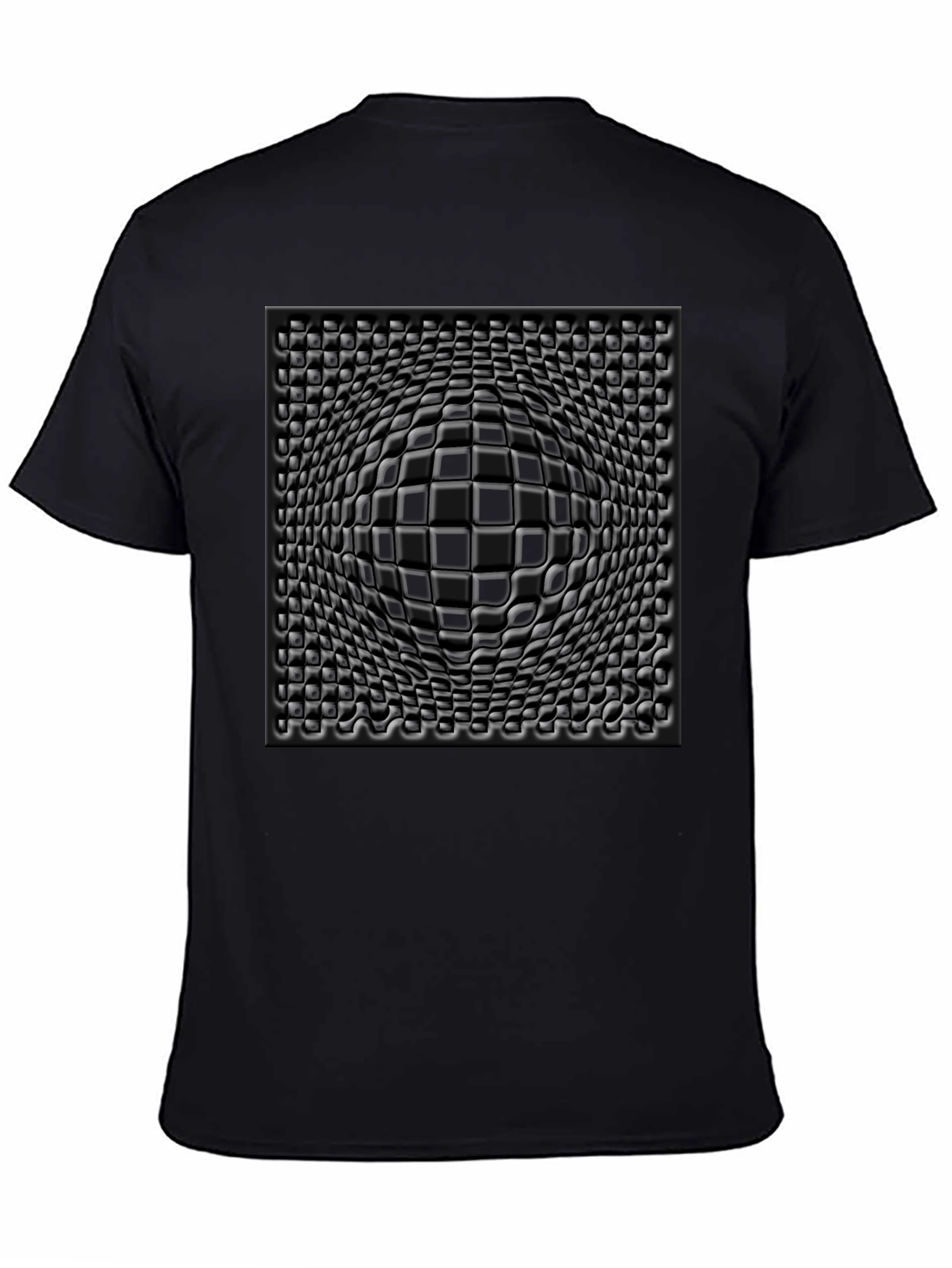 Black 3D Illusion Black Graphic Tee - Stylish Visual Design view 4