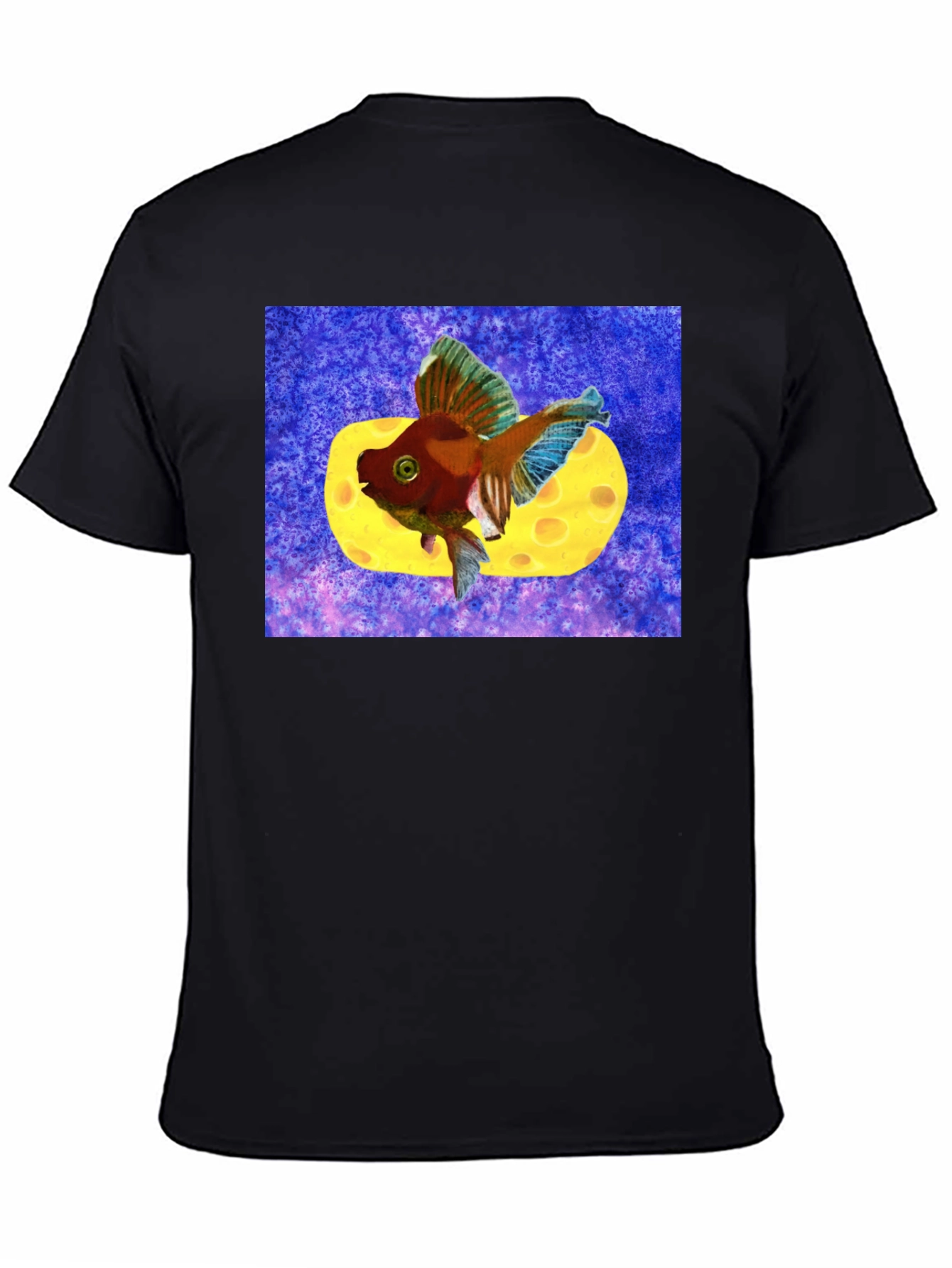 Black Goldfish Cheese Design T-Shirt view 4