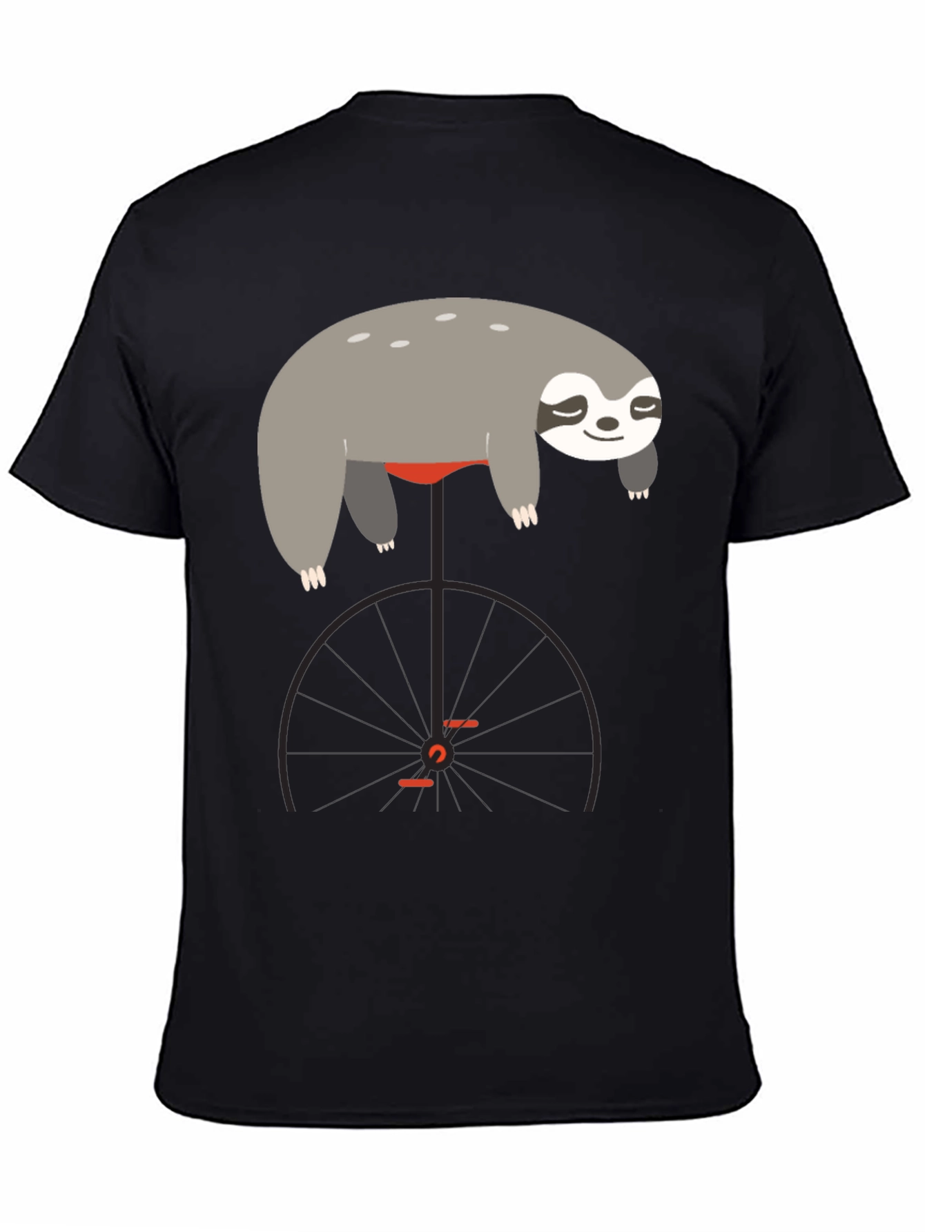Black Sloth on Unicycle Graphic T-Shirt view 4