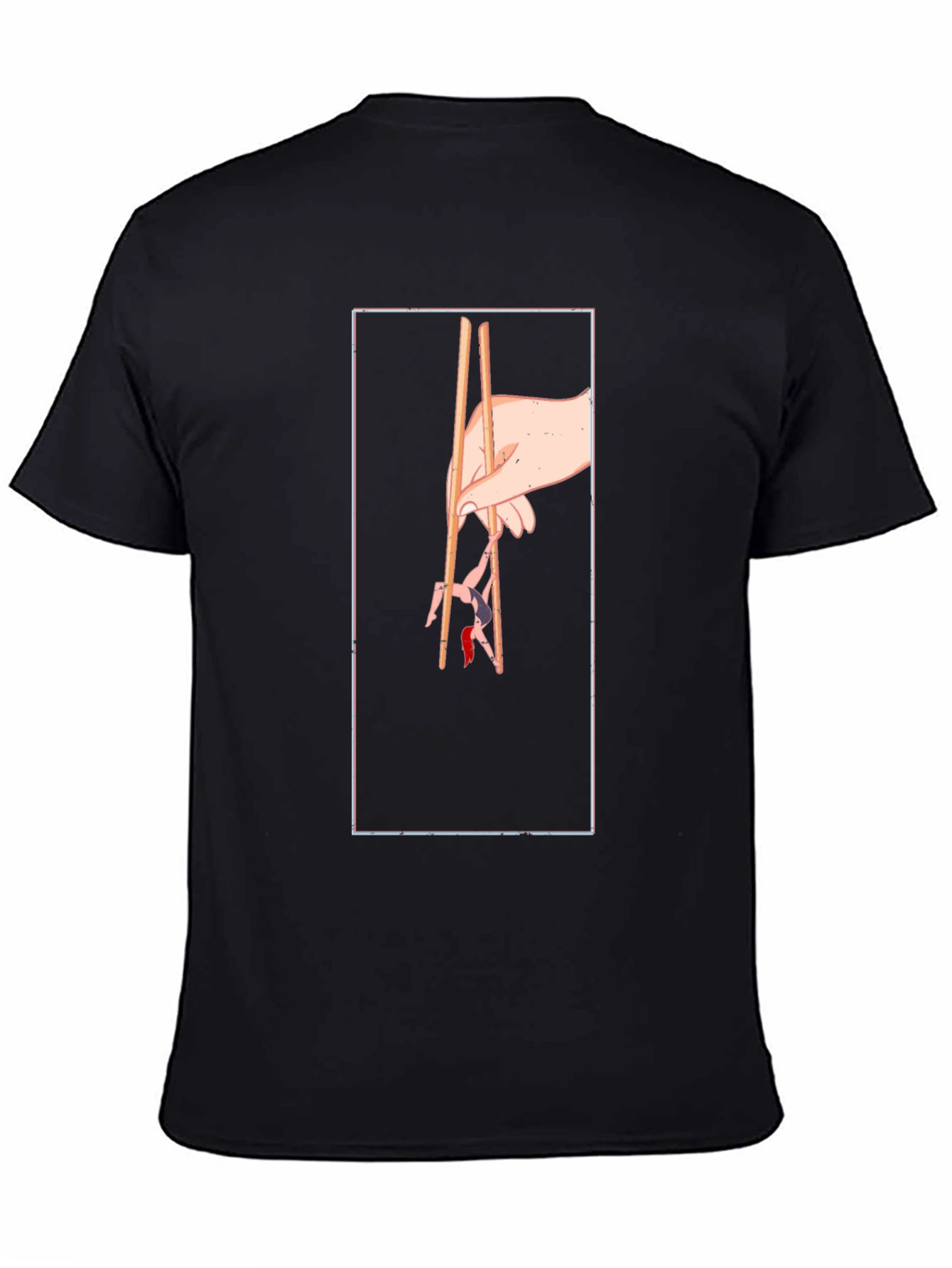 Black Chopstick Art Graphic Tee view 4