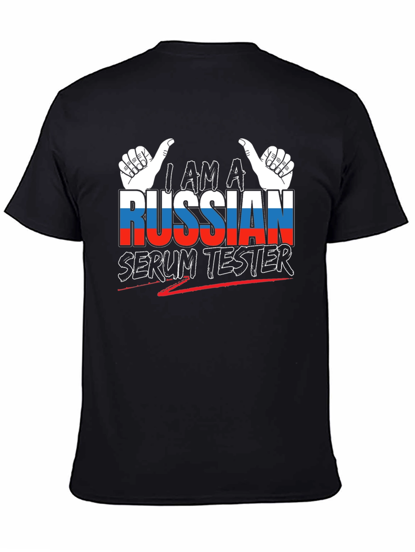 Black I am a Russian Serum Tester Black Graphic T-Shirt view 4