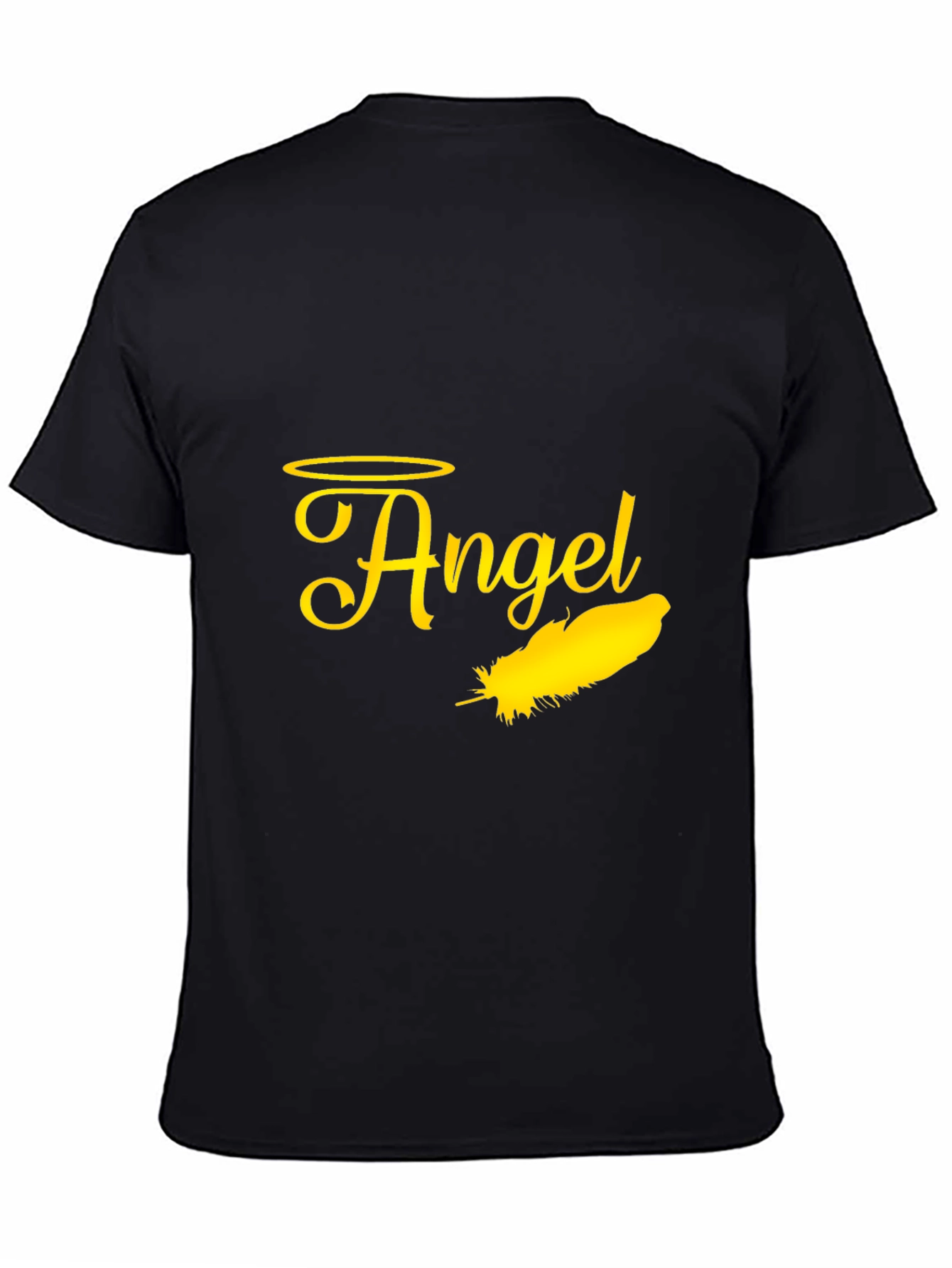 Black Angel Feather Graphic Black T-Shirt view 4
