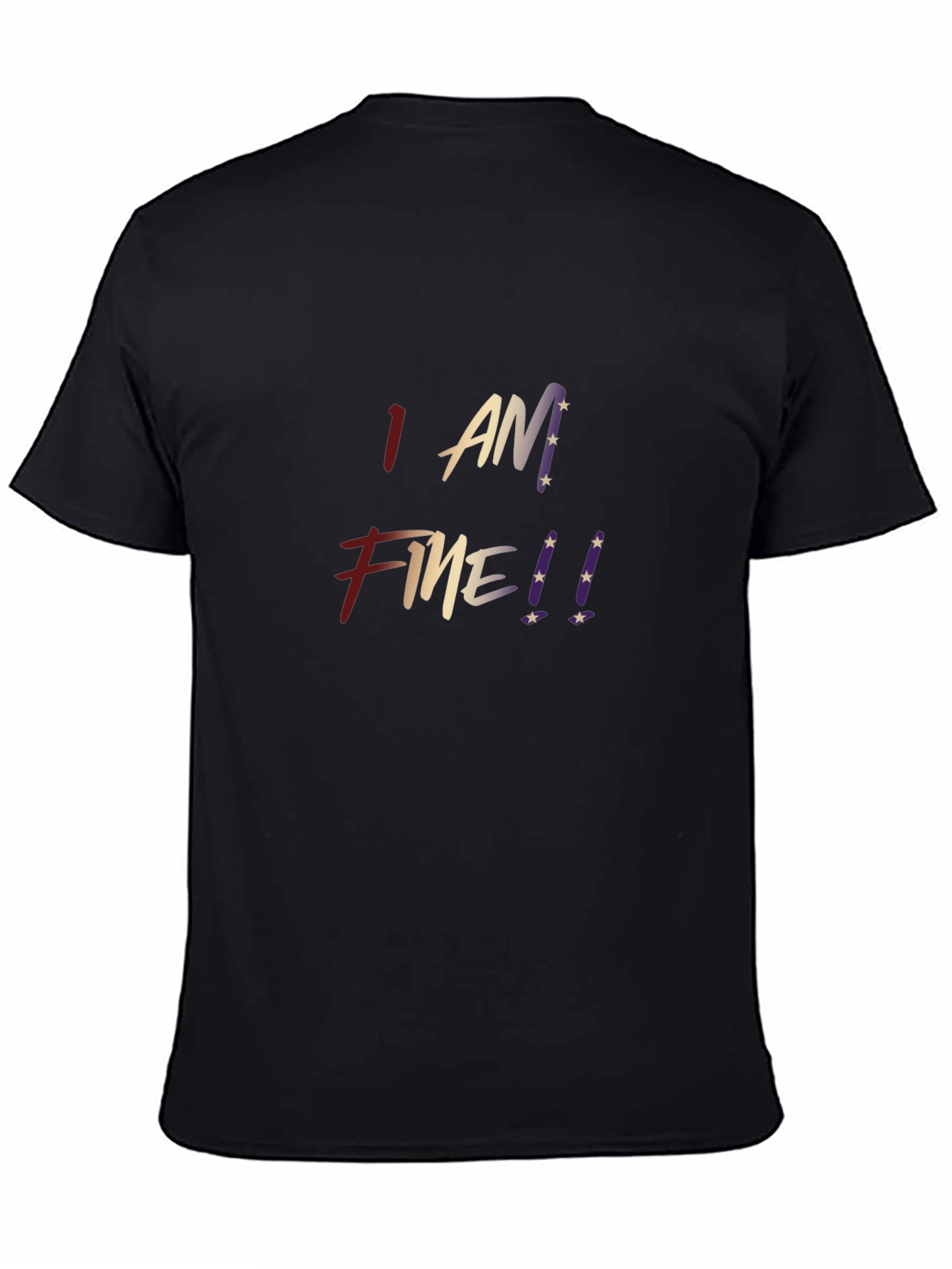 Black I am Fine! Men's Graphic Tee - Casual Style view 4