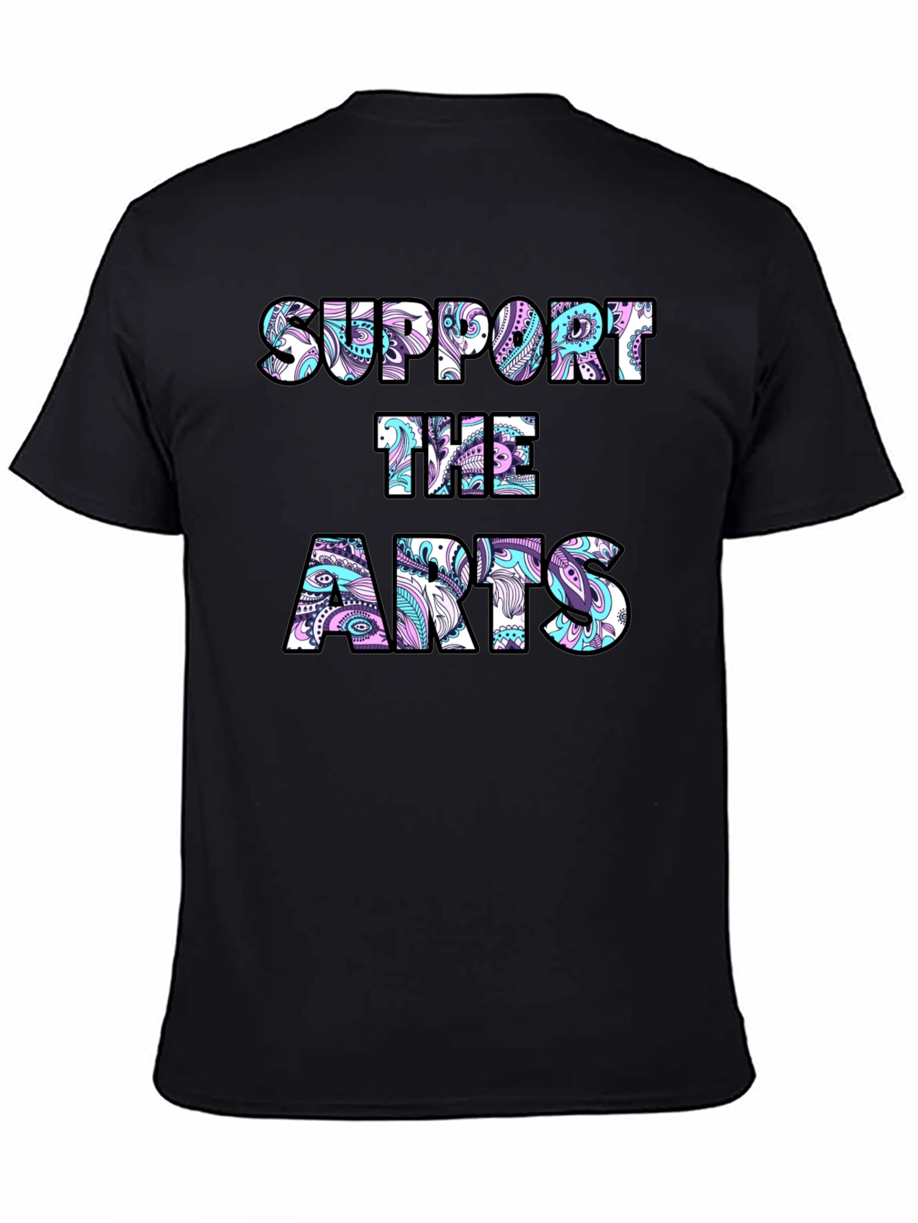 Black Support the Arts Graphic Tee - Black Crew Neck T-Shirt view 4
