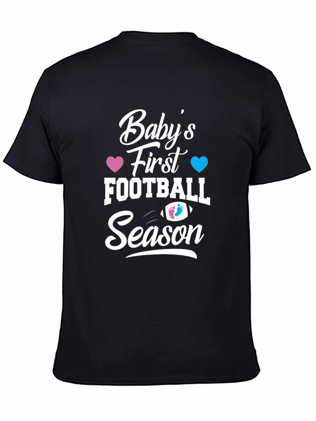 Black Baby's First Football Season Gender Reveal T-Shirt view 4