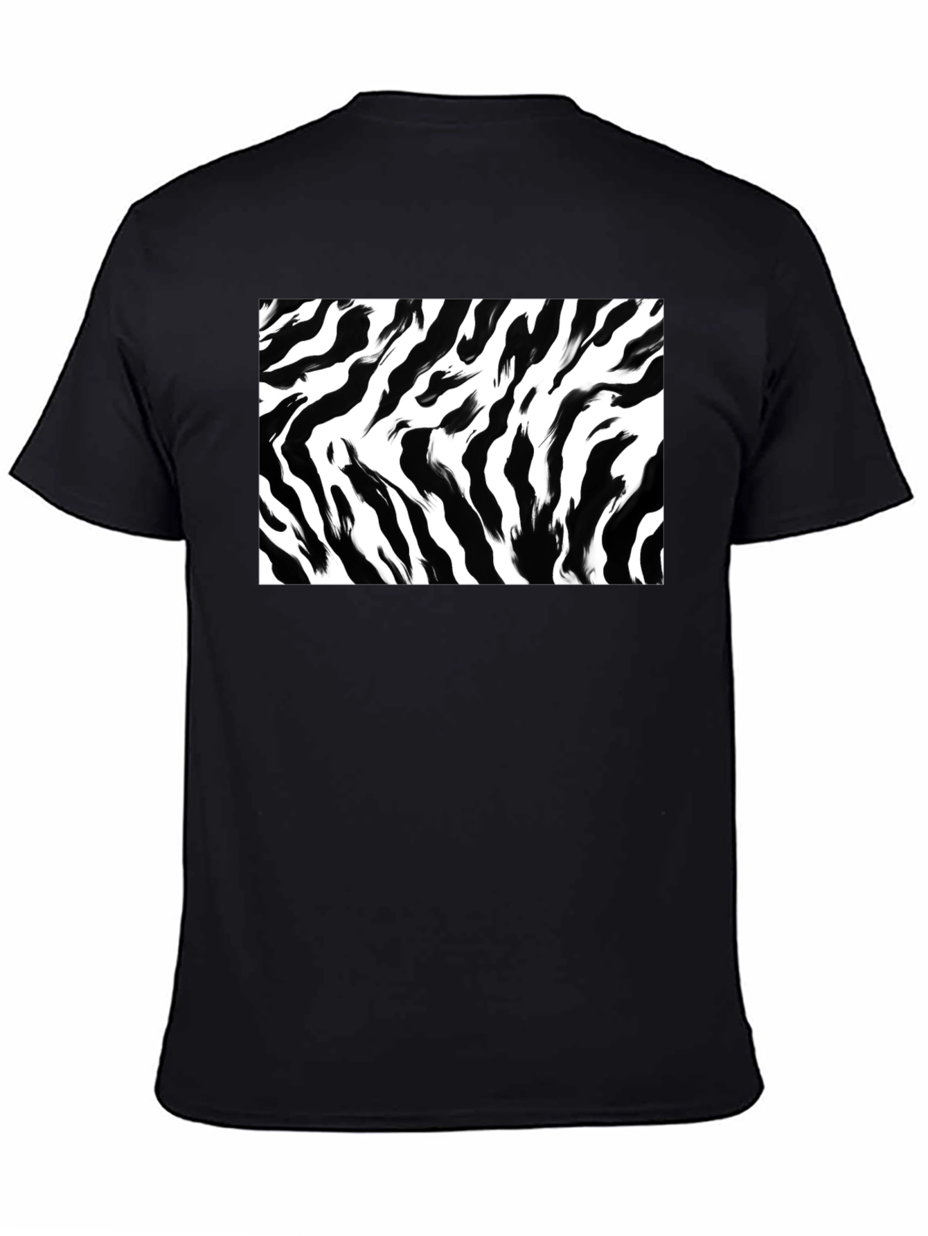 Black Zebra Stripe Graphic Print Black T-Shirt view 4