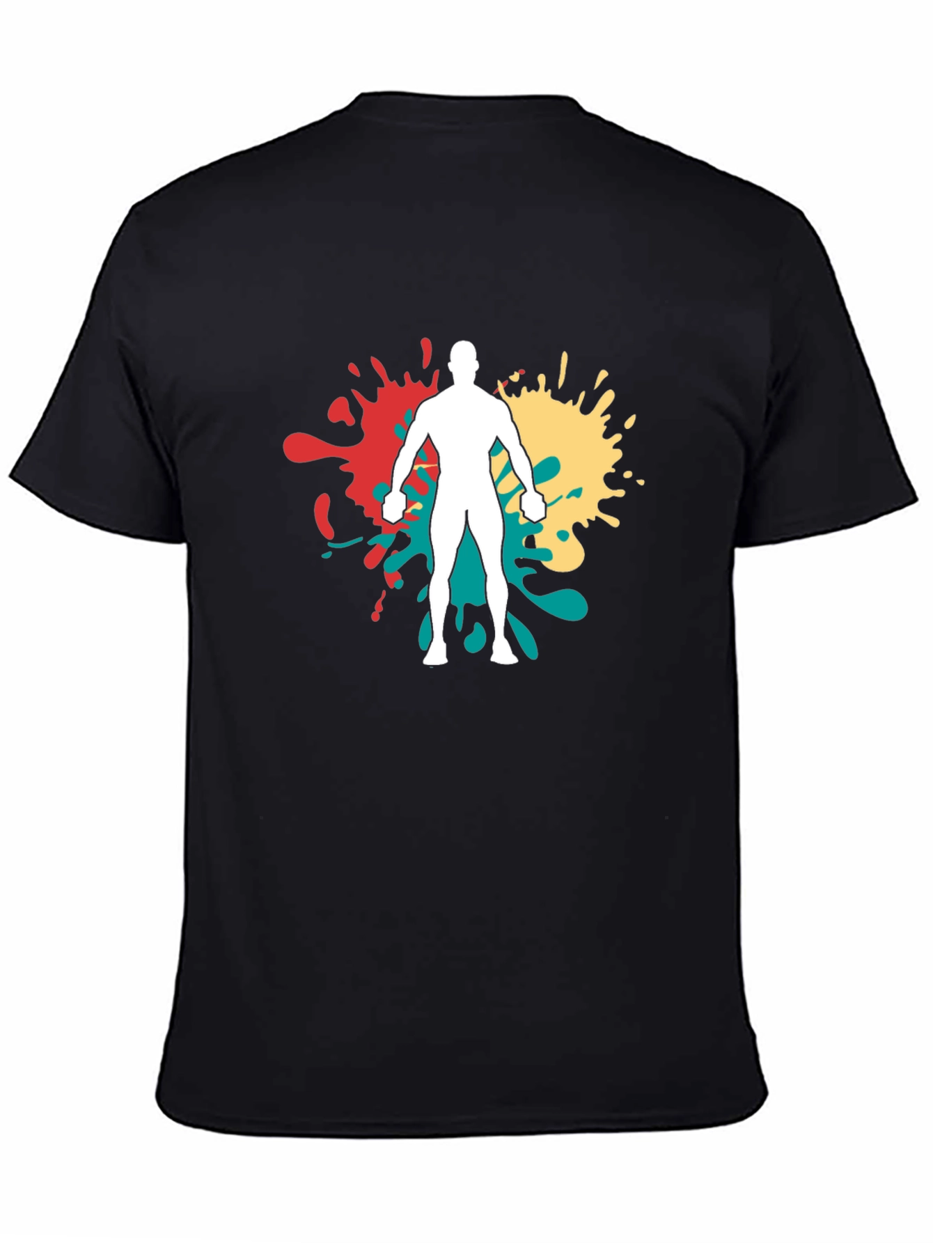 Black Abstract Splatter Man Graphic Black Tee Shirt view 4