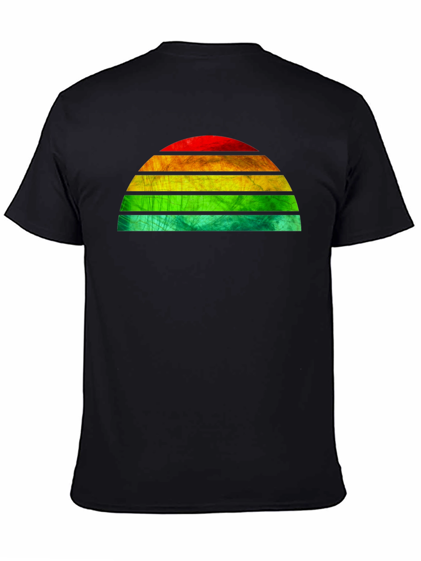Black Retro Sunset Graphic Tee - Black Cotton T-Shirt view 4