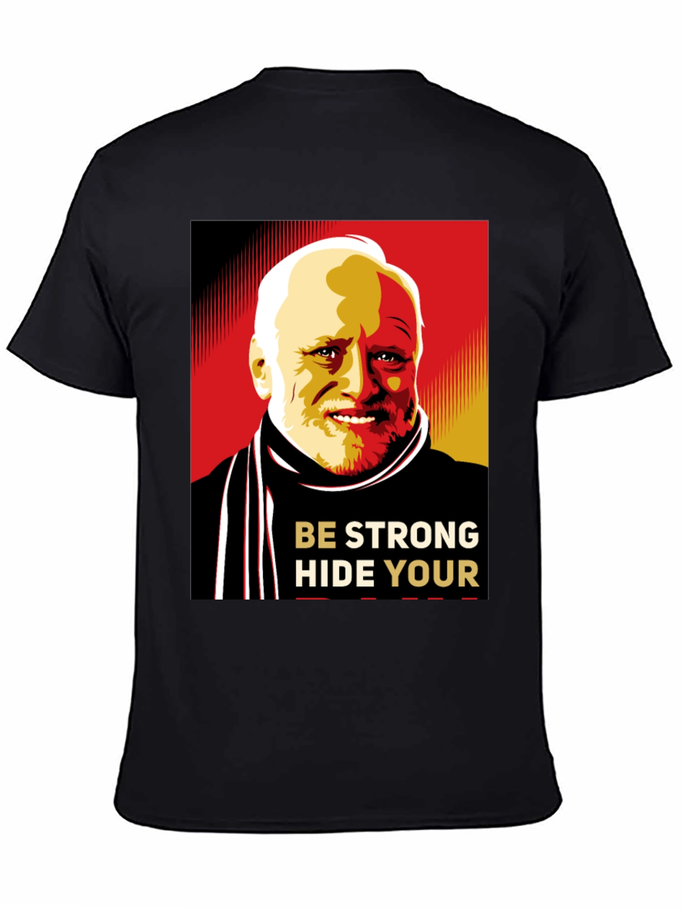 Black Hide Your Pain Harold Meme Black T-Shirt view 4