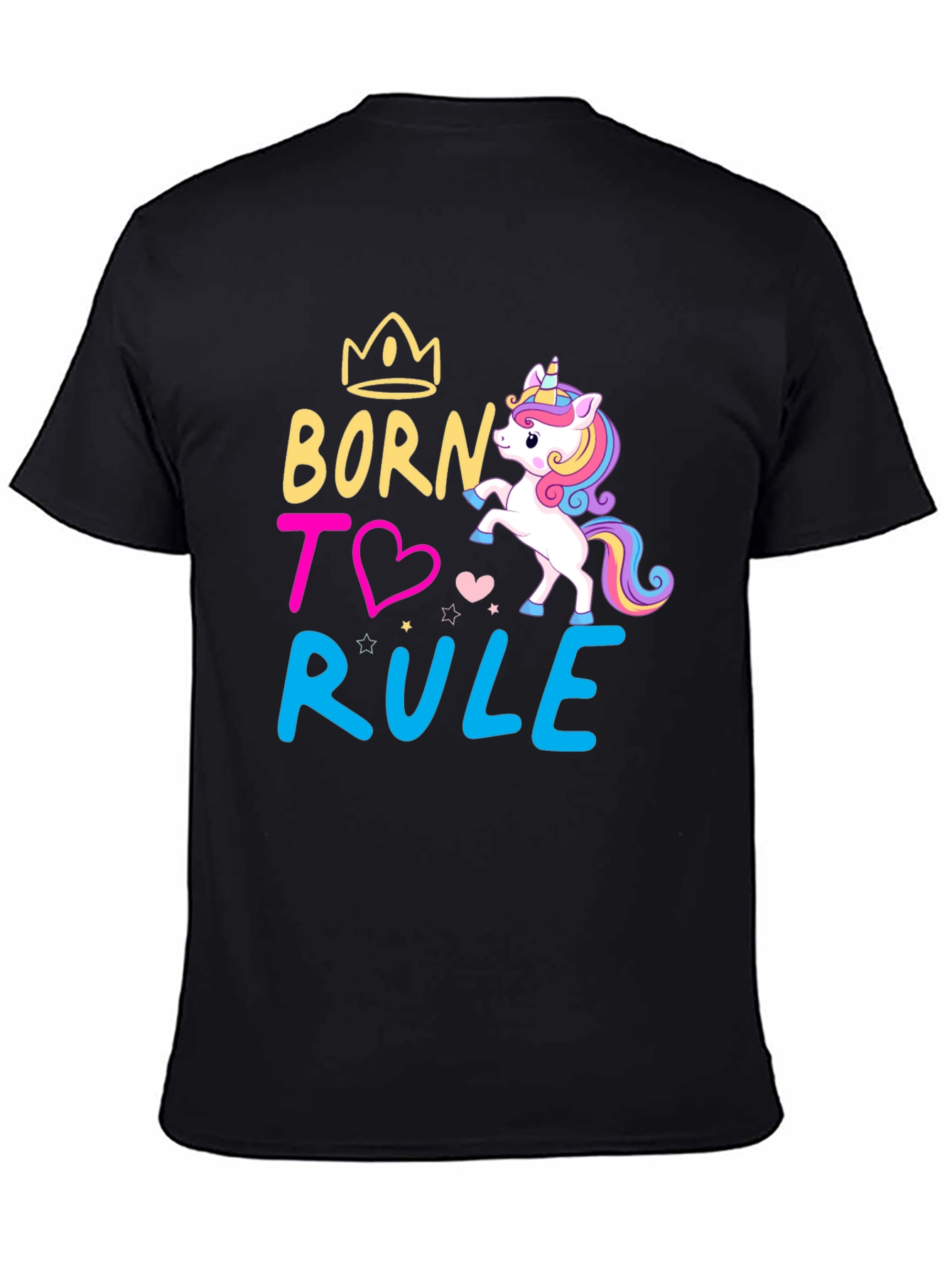Black Born to Rule Unicorn Graphic T-Shirt view 4