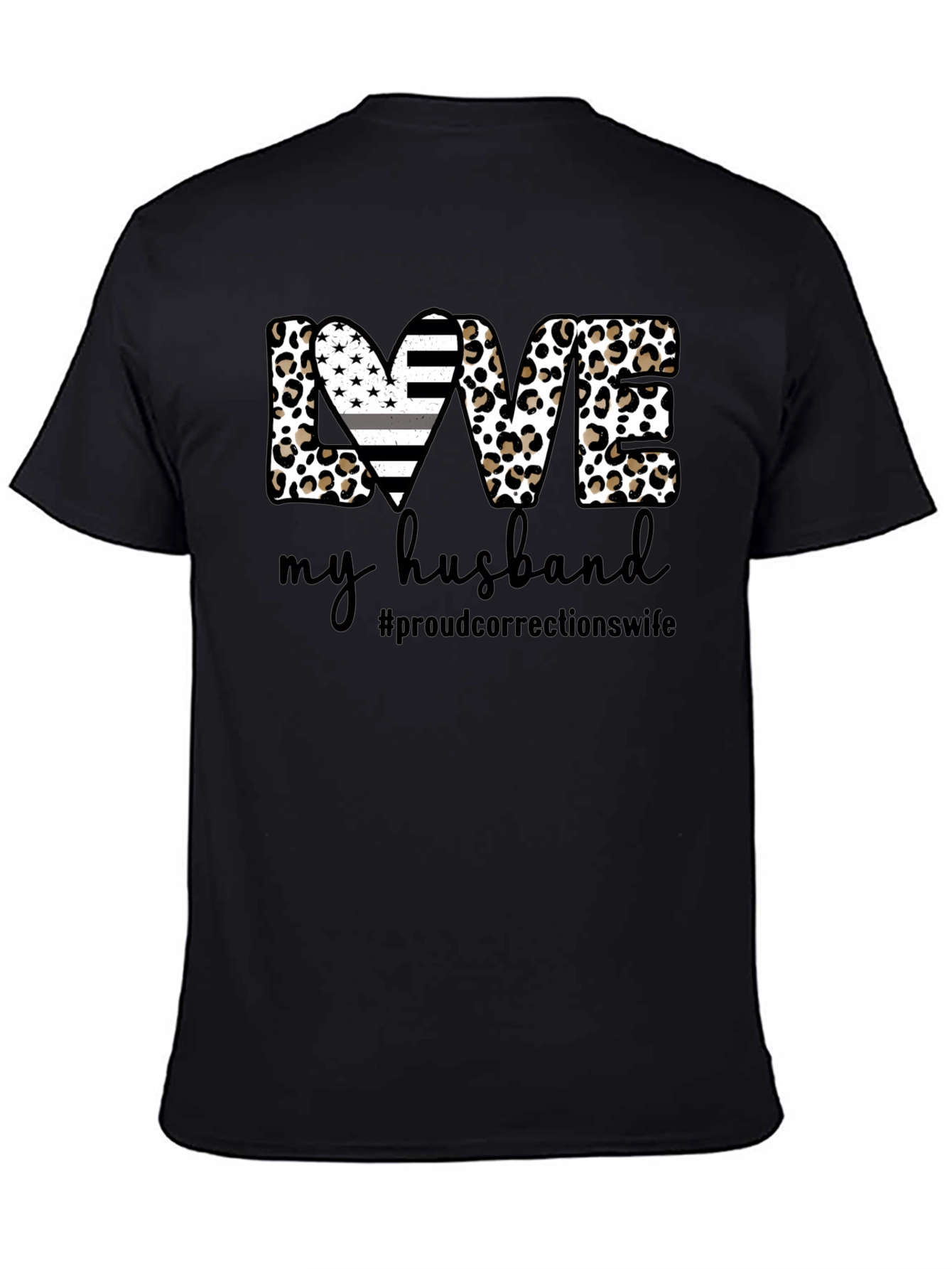 Black Love My Husband Correctional Wife Black T-Shirt view 4