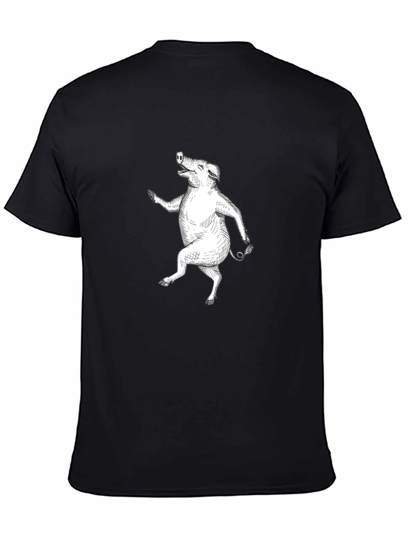 Black Funny Dancing Pig T-Shirt - Unique Animal Graphic Tee view 4