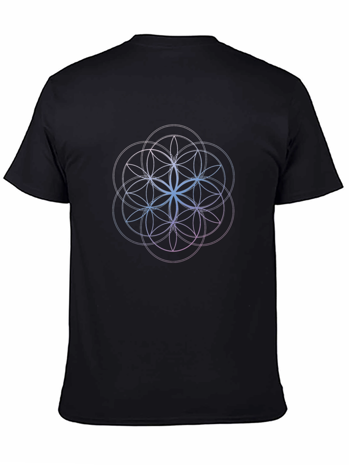 Black Geometric Flower of Life T-Shirt - Black view 4