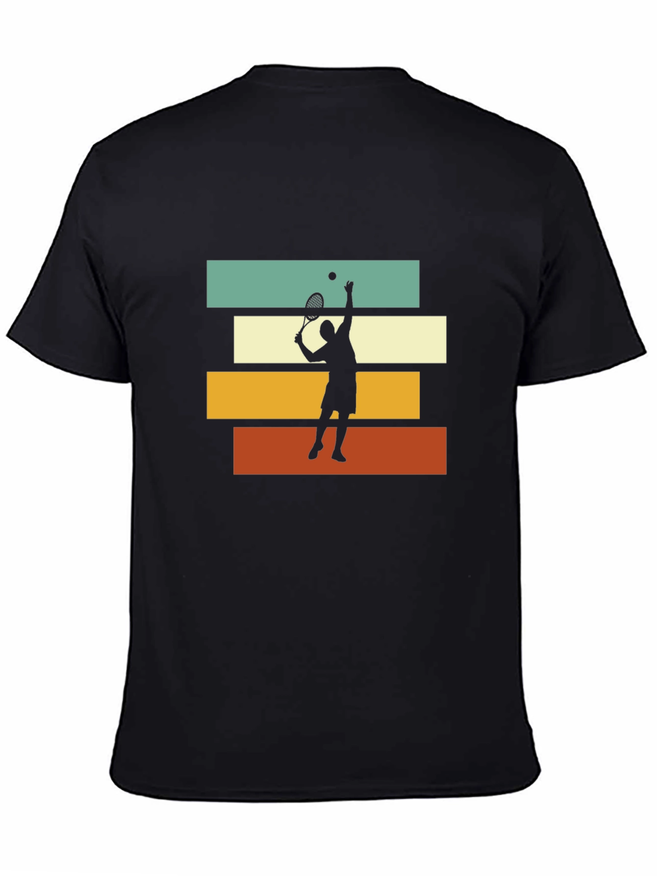 Black Tennis Player Retro T-Shirt view 4