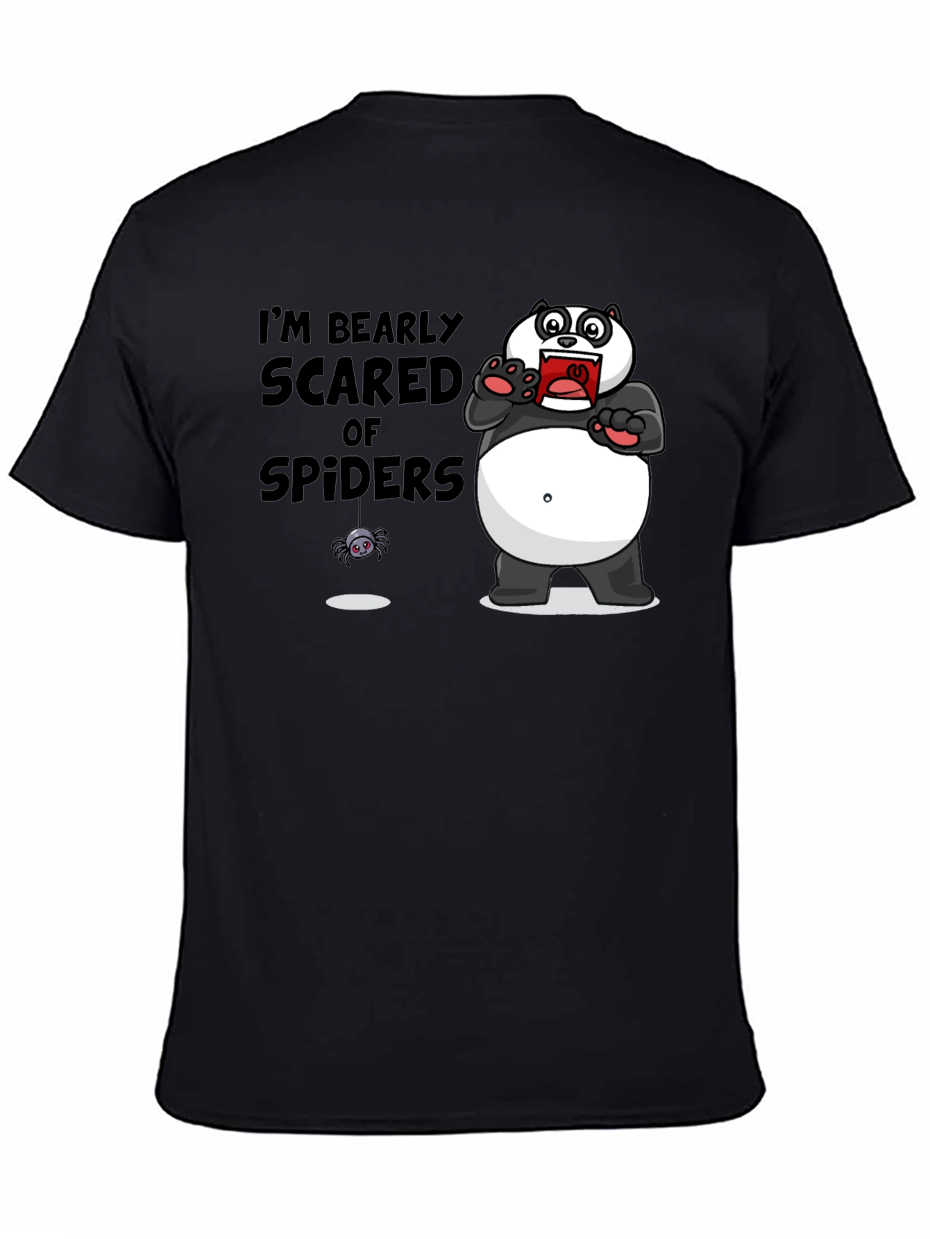 Black Bearly Scared of Spiders T-Shirt Funny Graphic Tee view 4