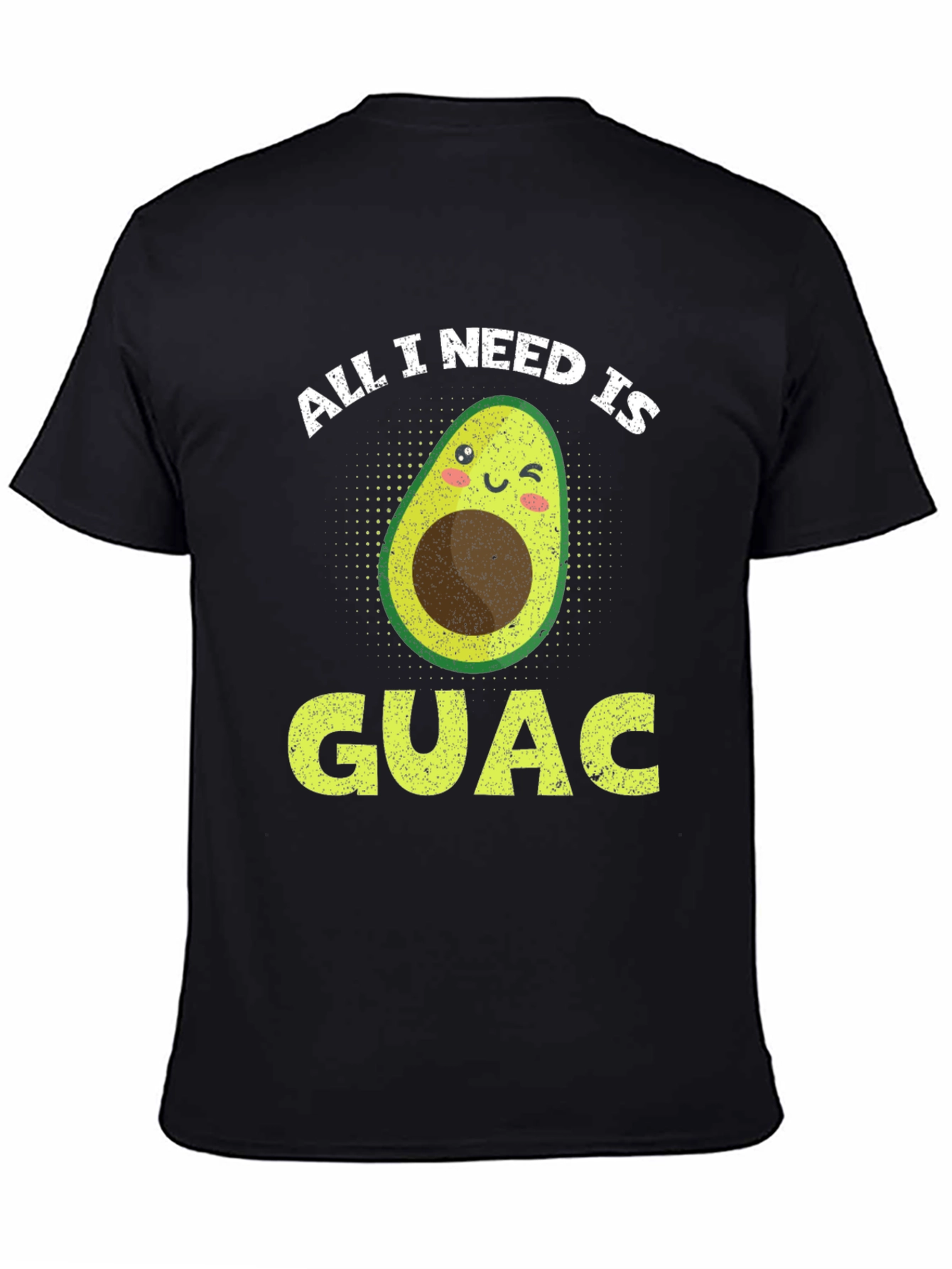 Black All I Need is Guac Funny Avocado Graphic T-Shirt view 4