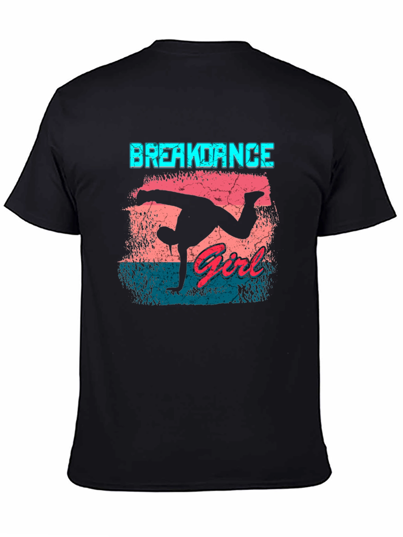 Black Breakdance Girl Graphic Tee - Black Cotton Casual view 4