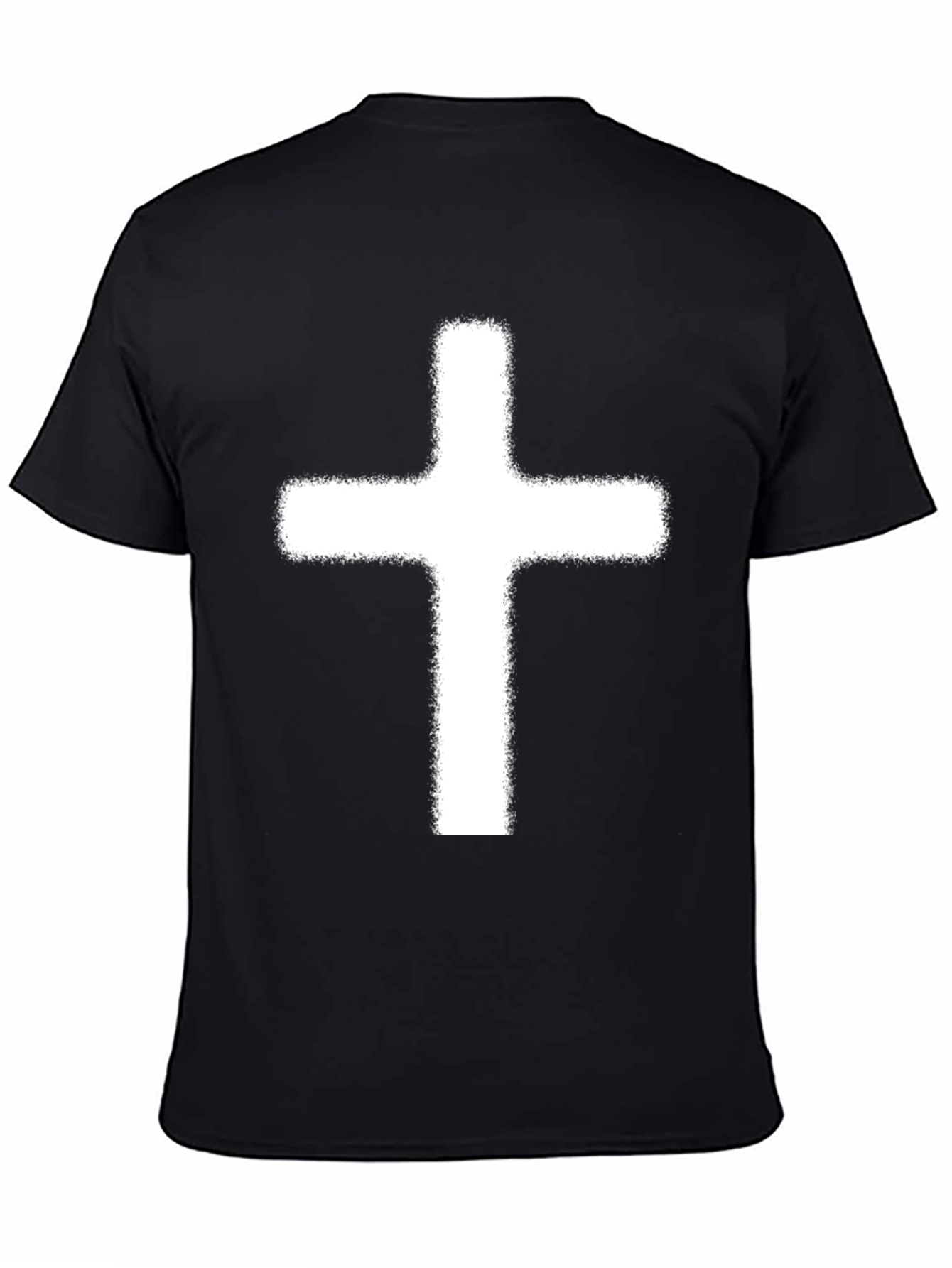 Black White Cross Graphic Print Black T-Shirt view 4