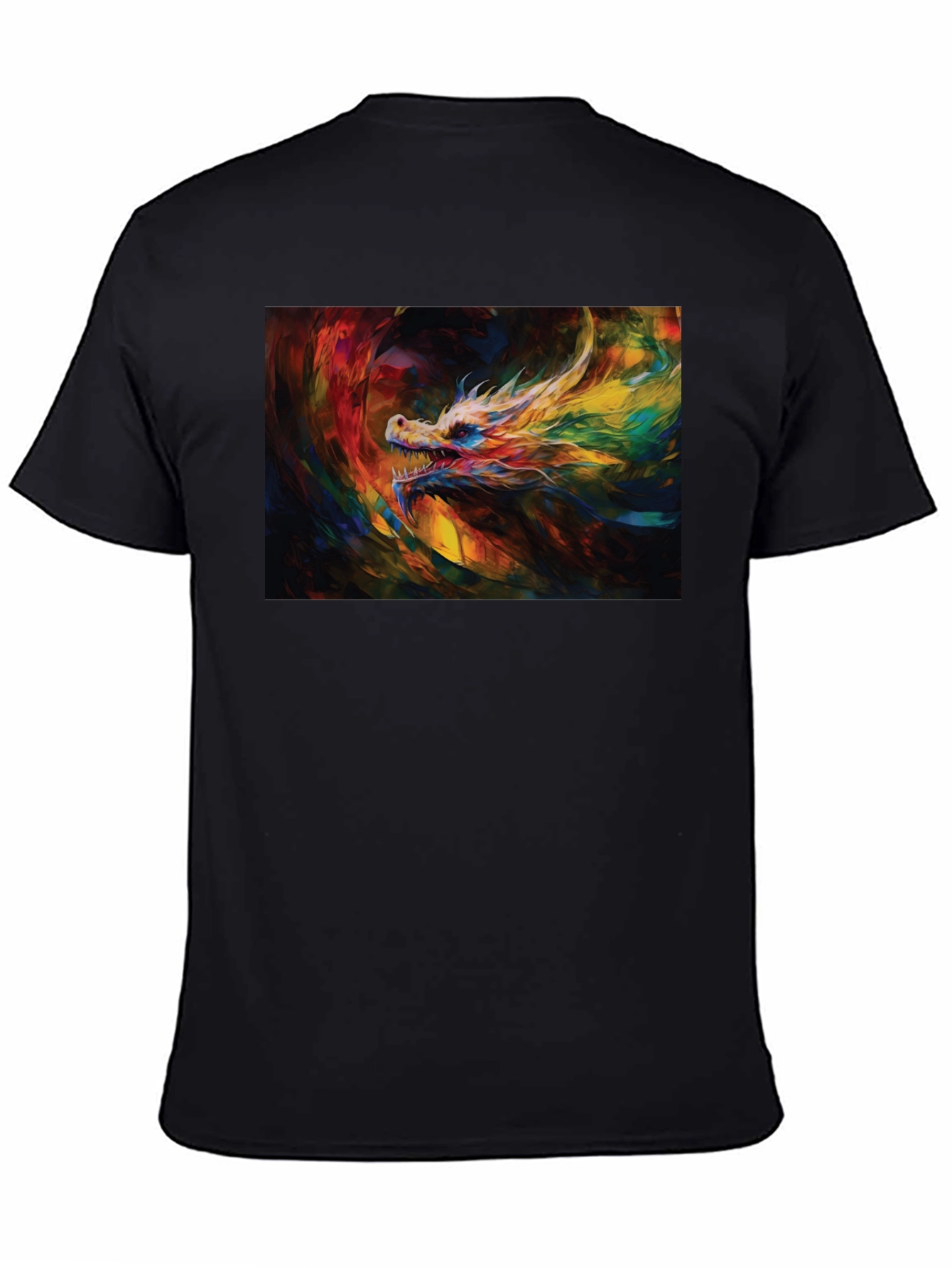 Black Colorful Dragon Graphic Tee - Unique Artistic Design view 4