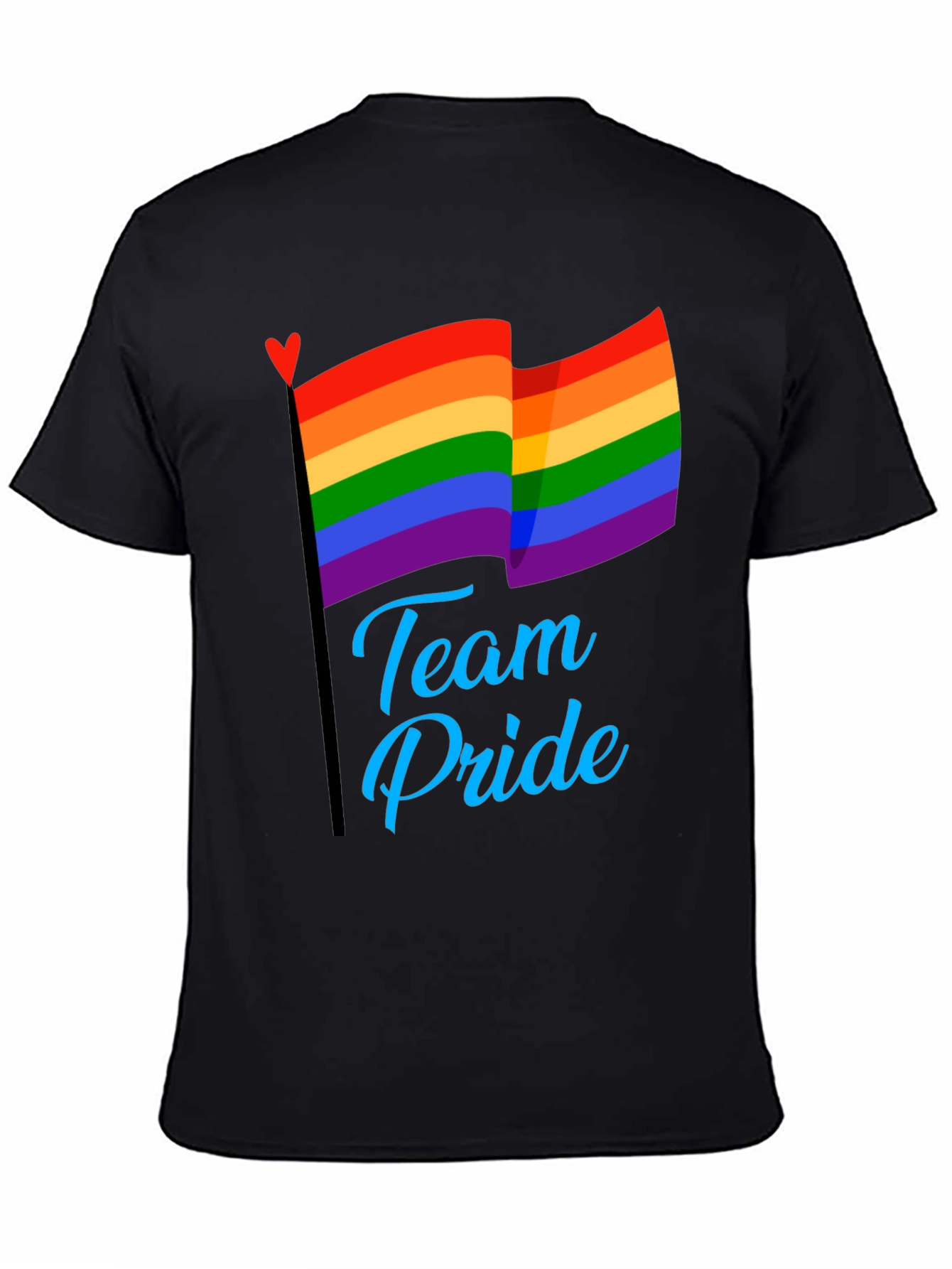 Black Team Pride LGBT Rainbow Flag Graphic T-Shirt view 4
