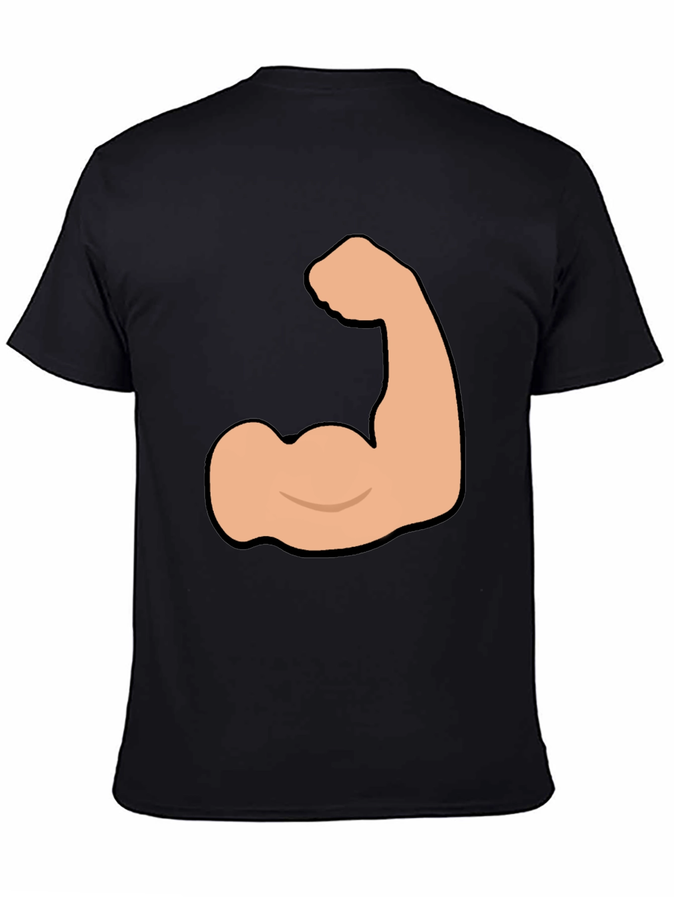 Black Funny Flexing Muscle Graphic Tee - Black Cotton T-Shirt view 4