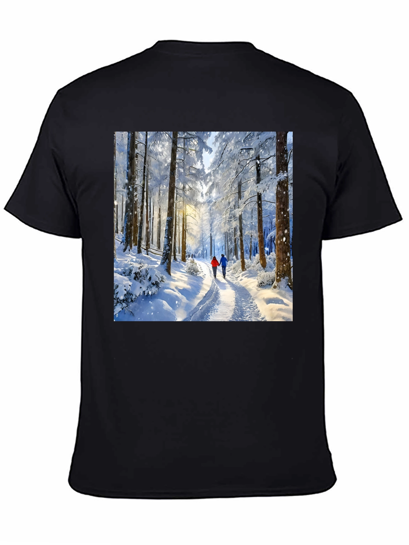 Black Winter Forest Path Graphic Tee view 4