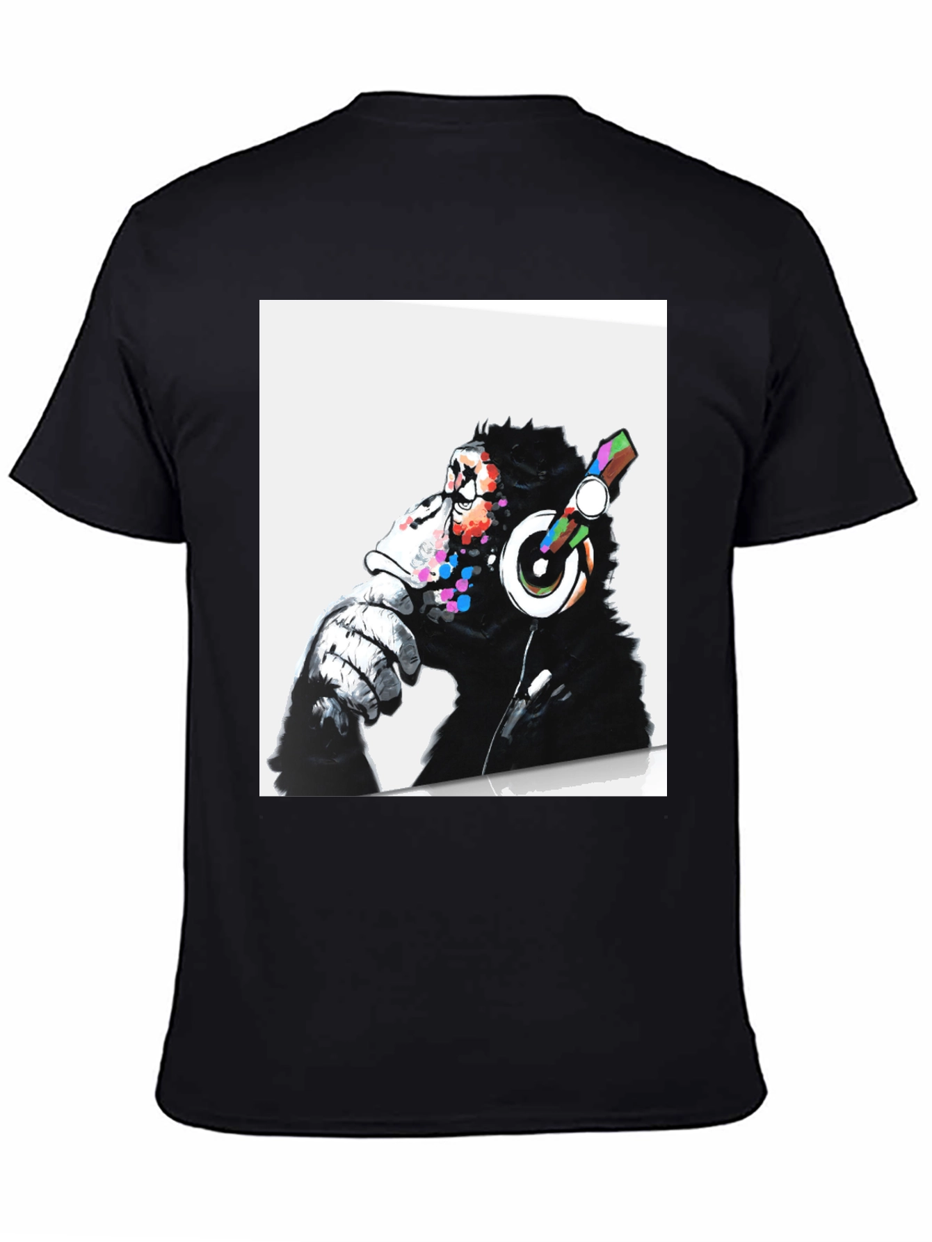 Black Cool Ape DJ Graphic Tee - Black Cotton T-Shirt view 4