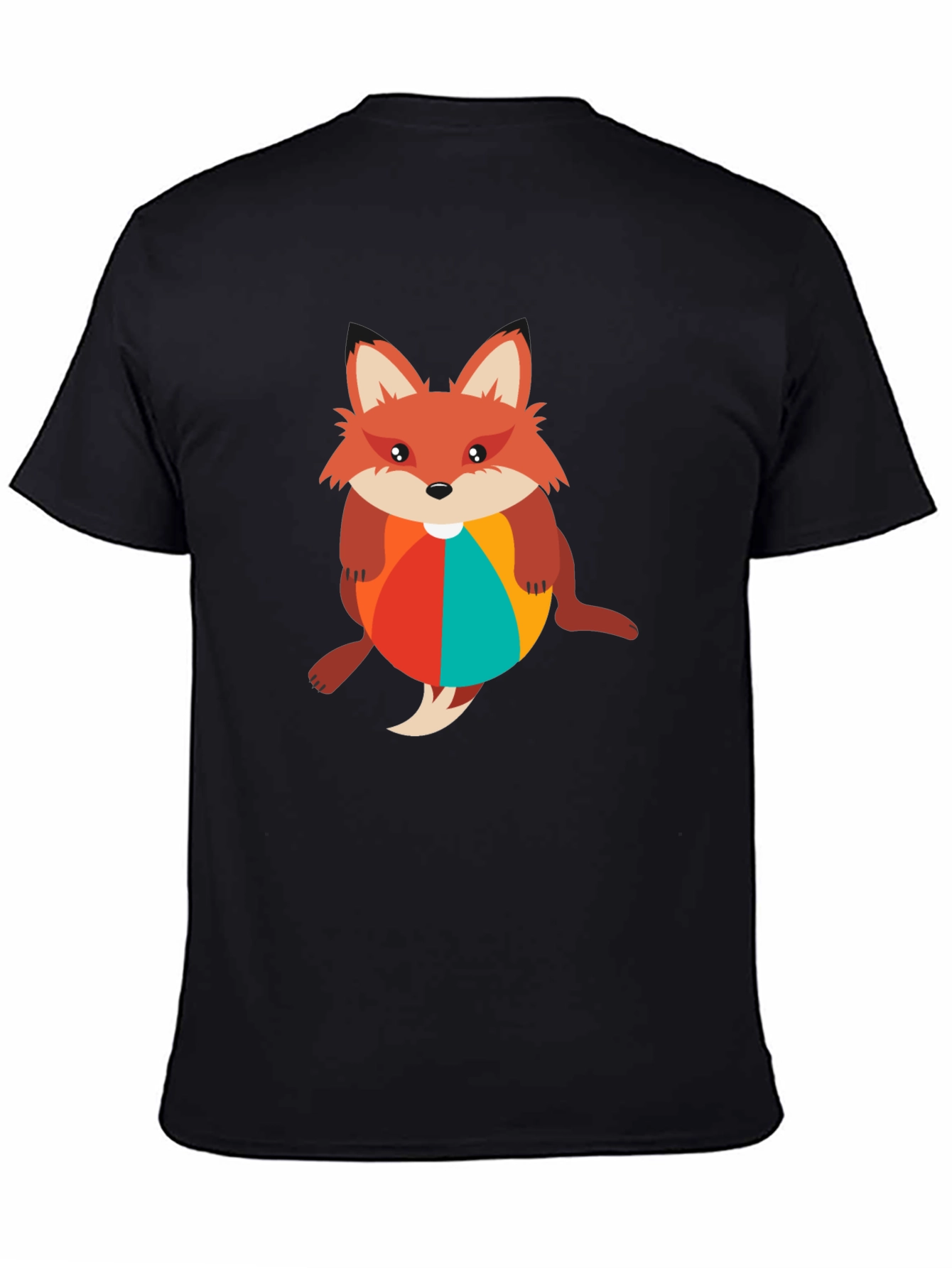 Black Fox with Beach Ball Black T-Shirt view 4