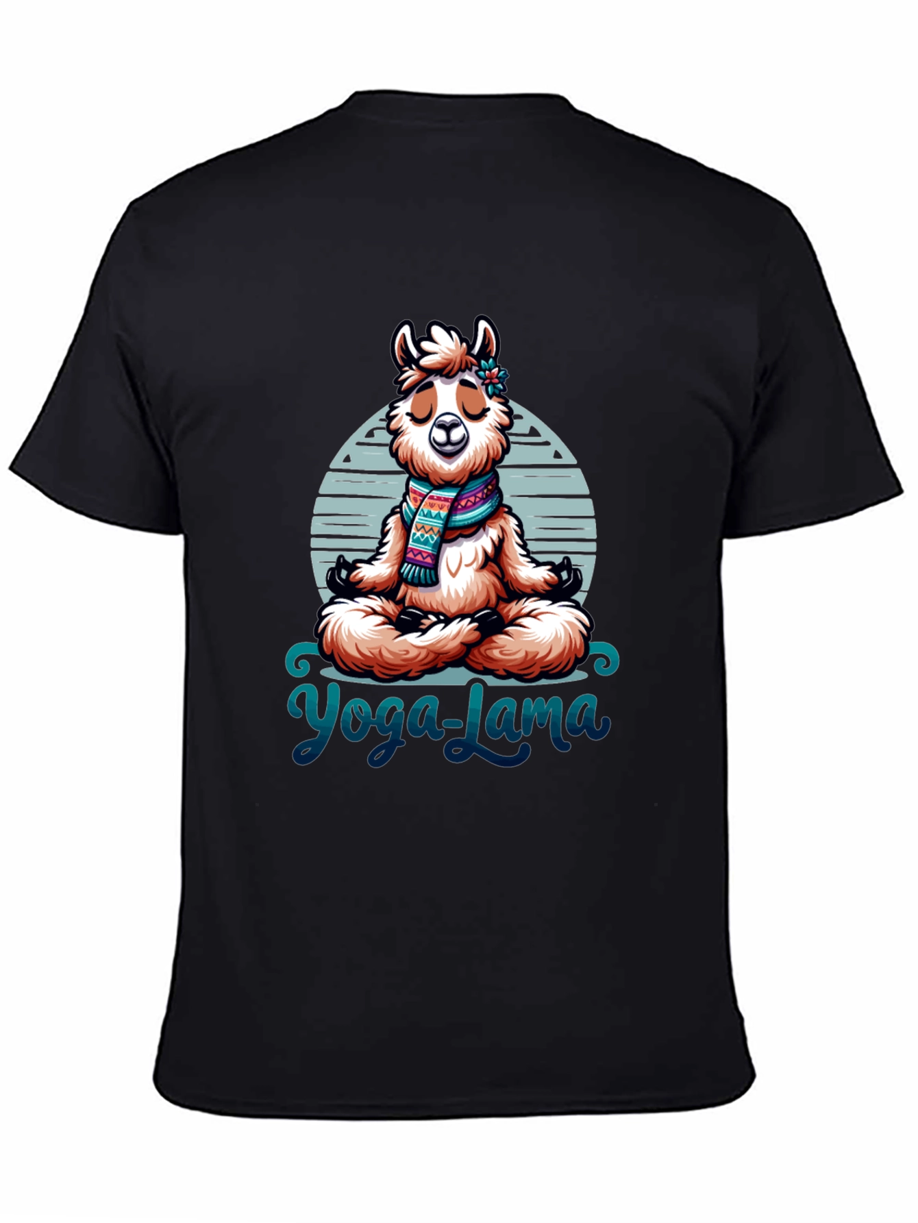 Black Yoga Lama Graphic Tee - Meditating Alpaca T-Shirt view 4