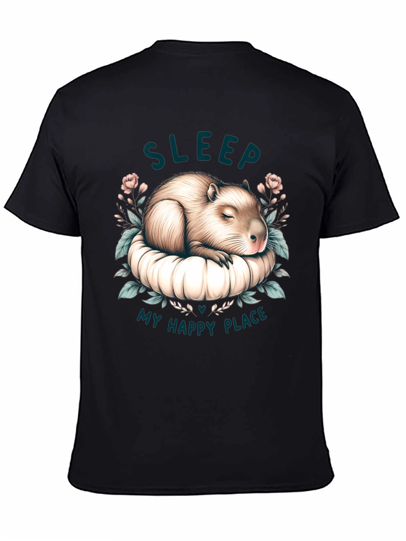 Black Capybara Sleep T-Shirt - My Happy Place view 4