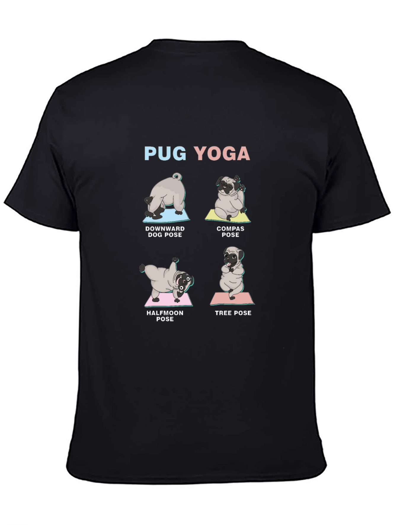 Black Pug Yoga T-Shirt - Funny Yoga Dog Tee view 4