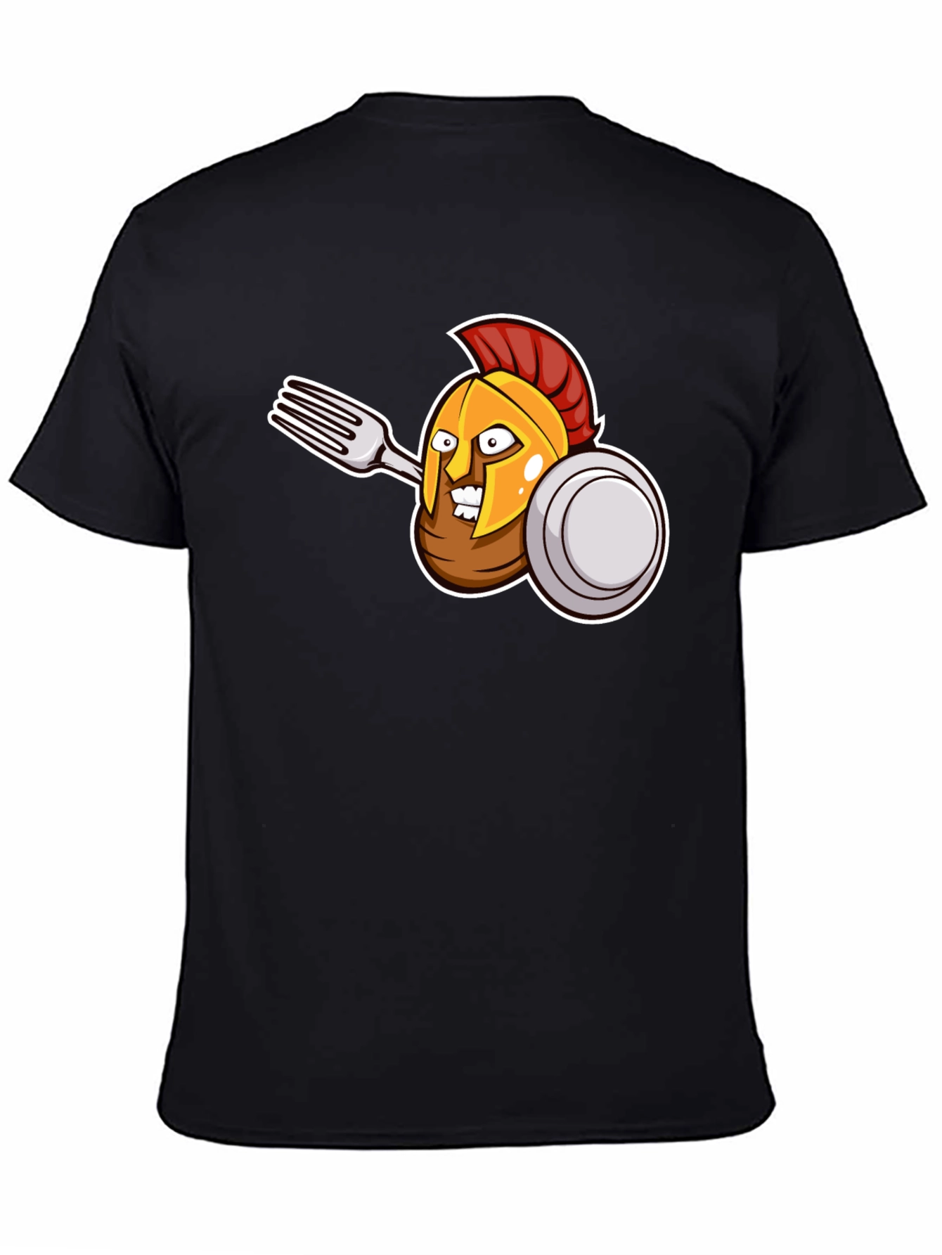Black Spartan Fork Warrior Graphic T-Shirt view 4