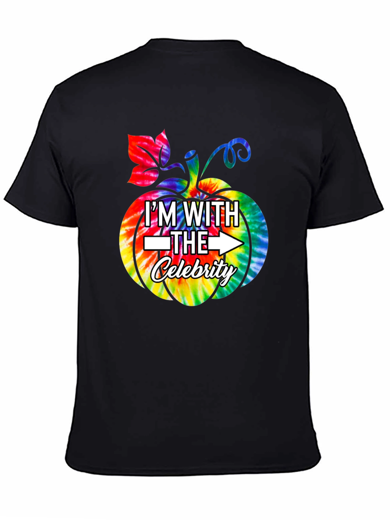 Black I'm With The Celebrity Tie-Dye Pumpkin Graphic T-Shirt view 4