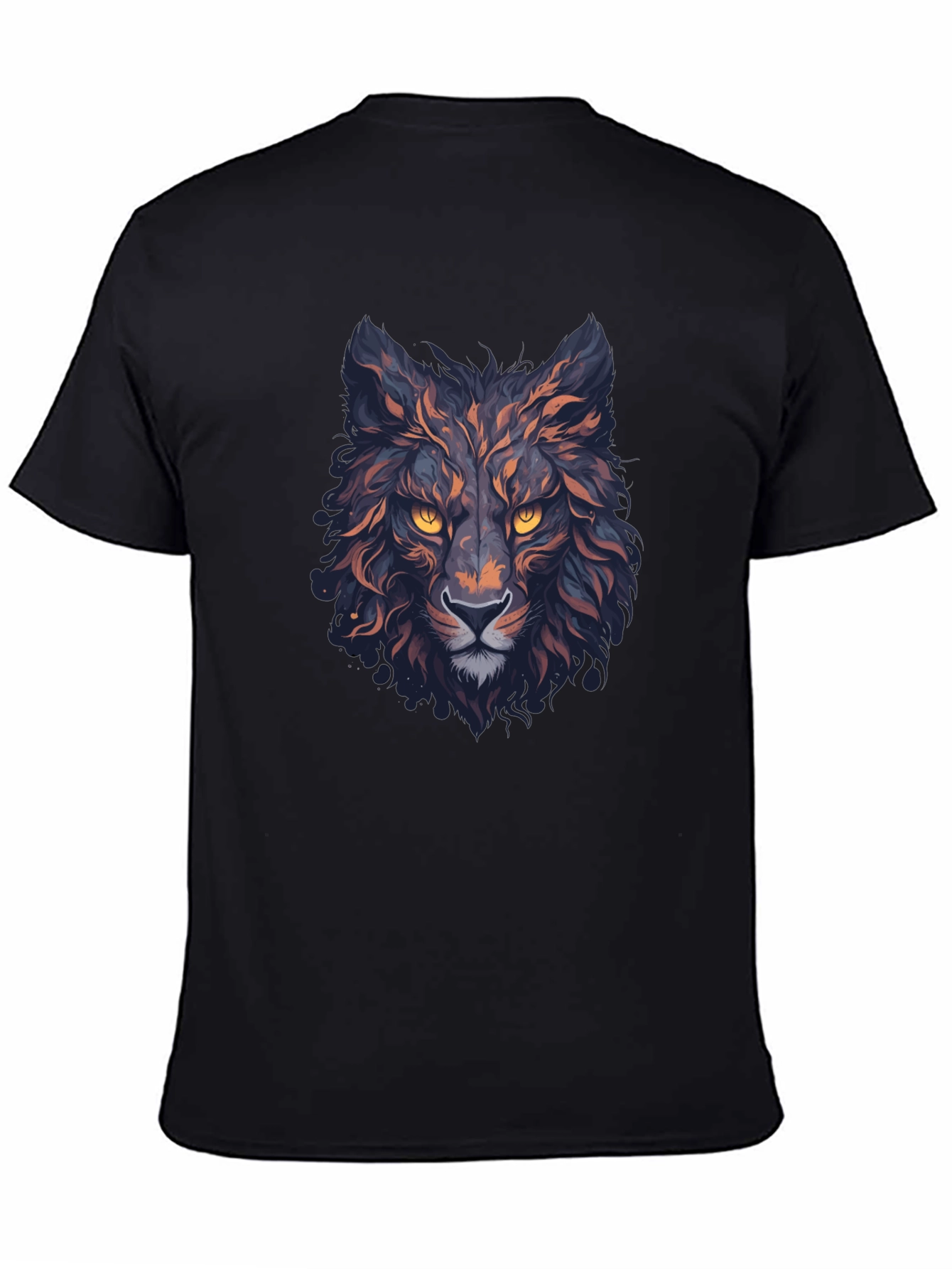 Black Men's Black Wolf Graphic T-Shirt view 4
