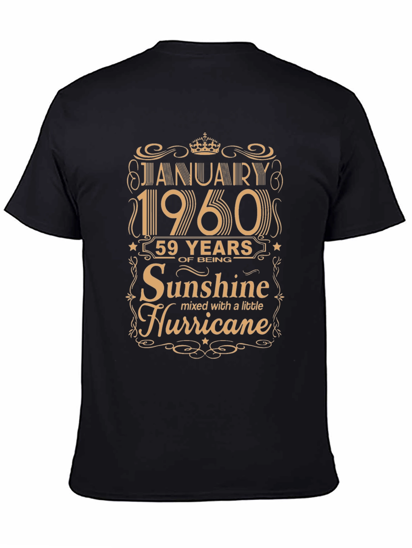 Black January 1960 59 Years Sunshine Hurricane T-Shirt view 4