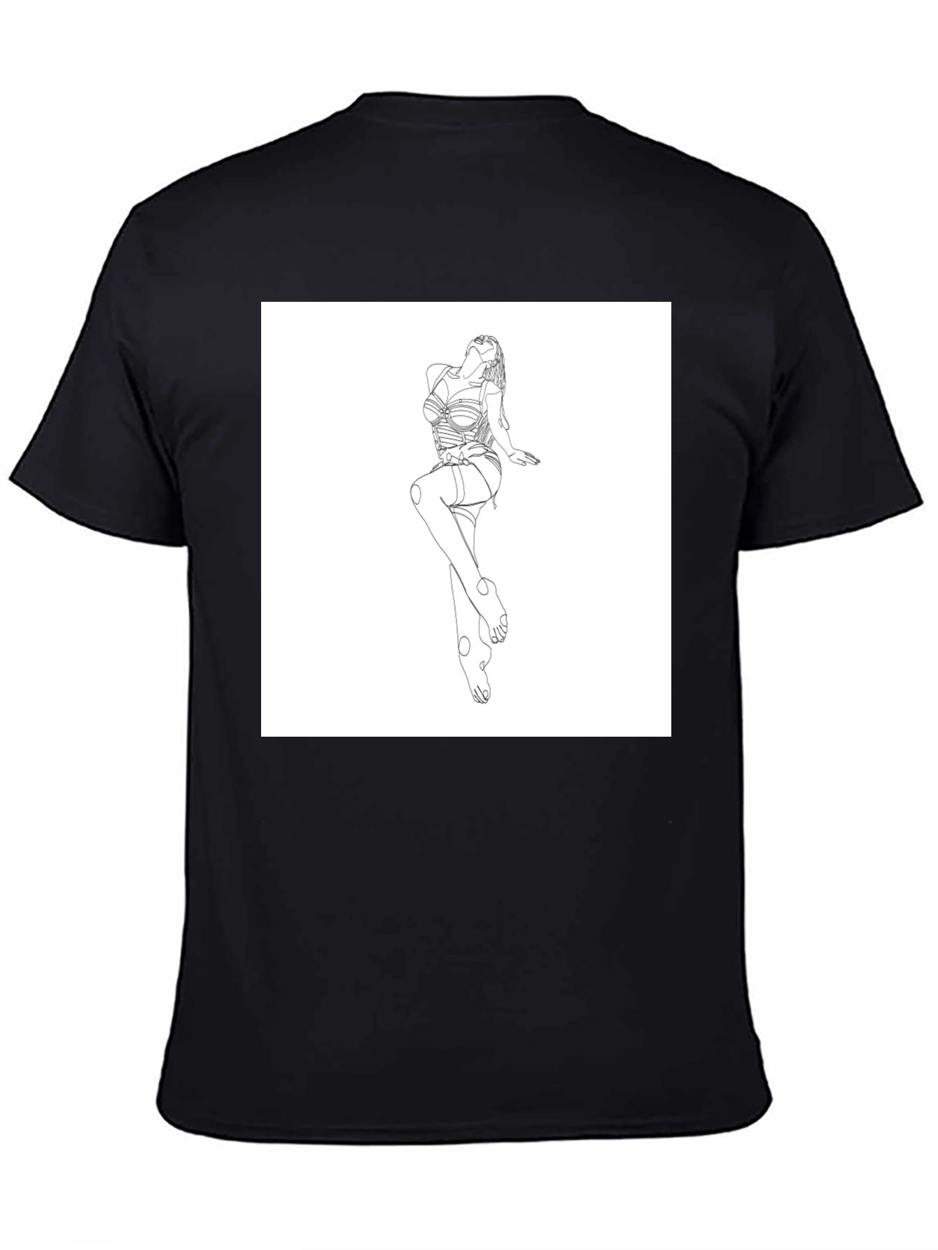 Black Line Art Graphic Tee - Modern Minimalist Design view 4