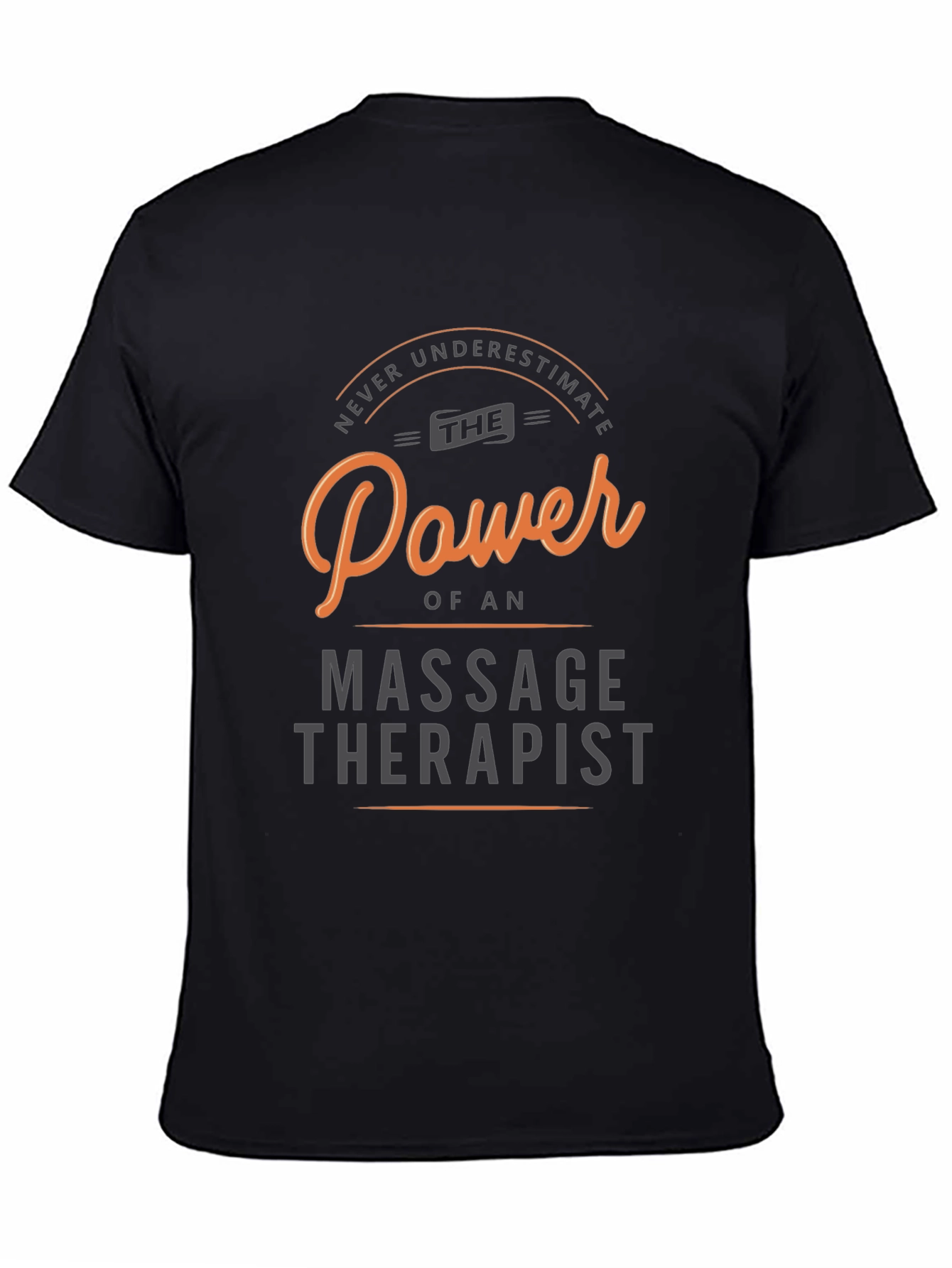 Black Massage Therapist Power T-Shirt - Black Cotton view 4