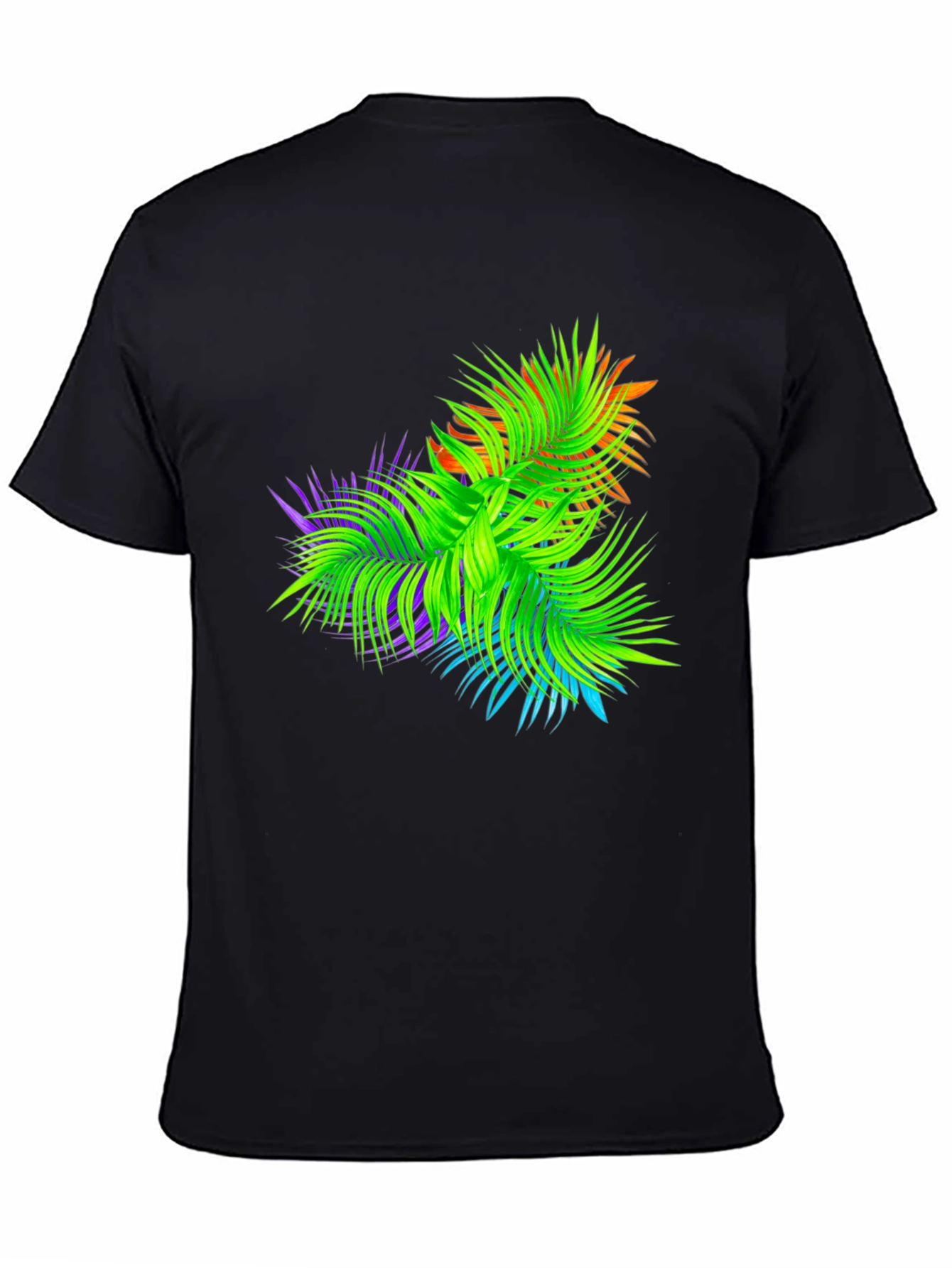 Black Tropical Palms Black Graphic T-Shirt view 4