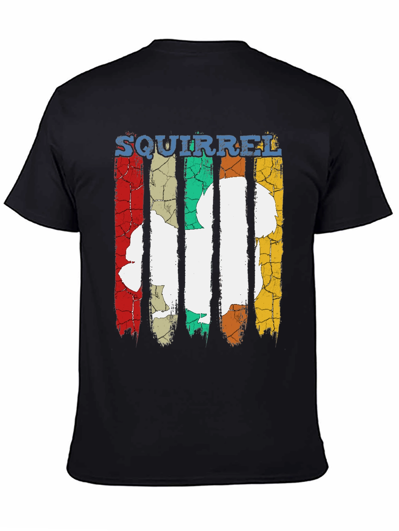 Black Squirrel Retro Vintage Style Black T-Shirt view 4