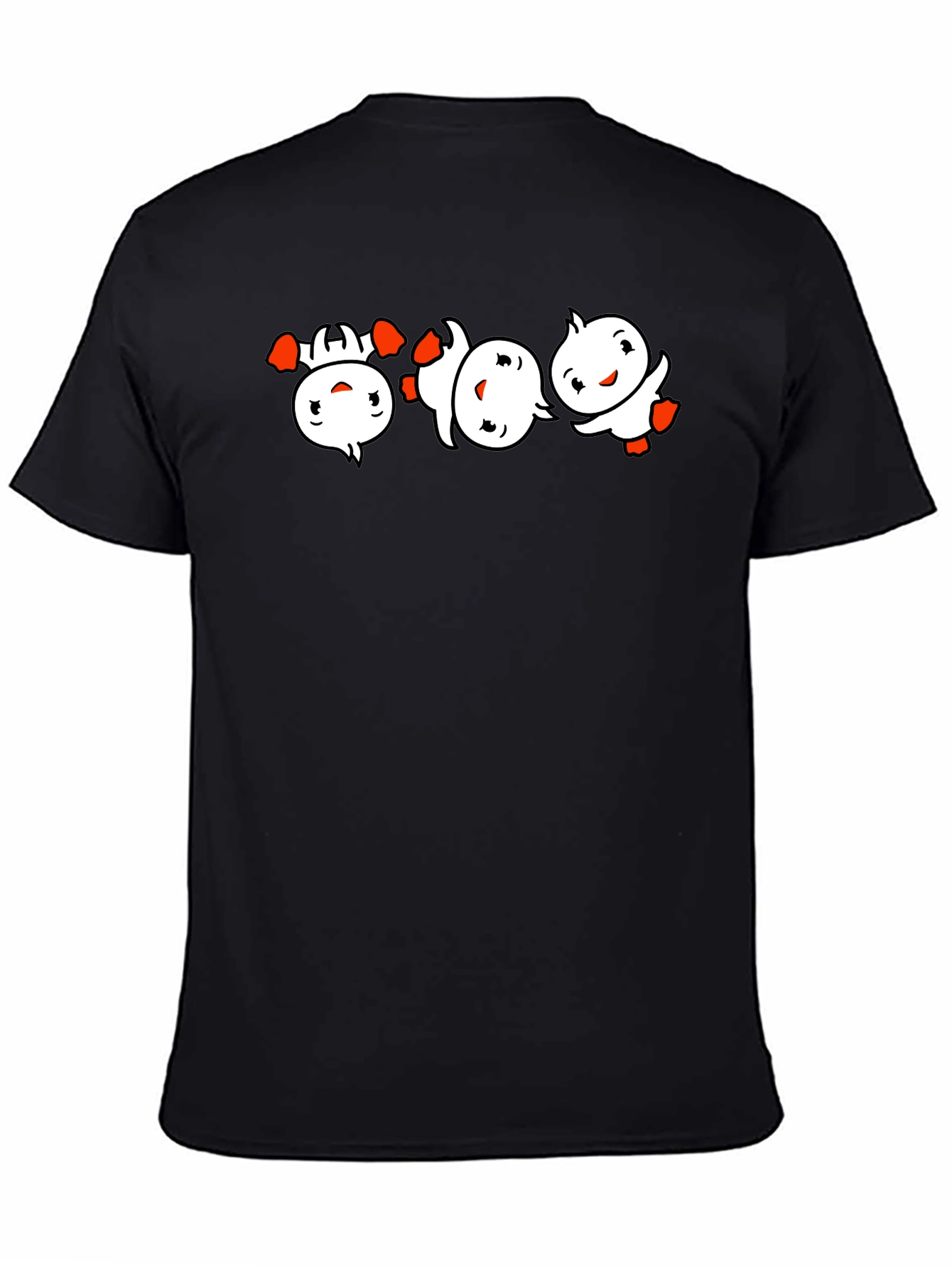 Black Black T-Shirt with Cartoon Duckling Design view 4