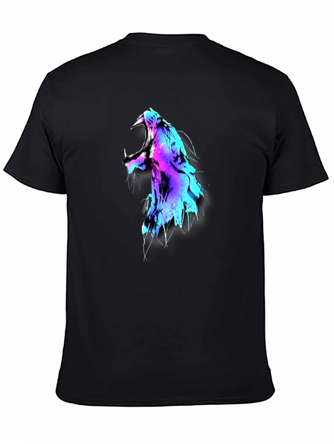 Black Neon Lion Graphic Black T-Shirt view 4