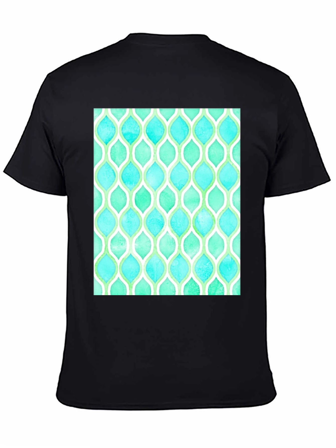 Black Aqua & Green Patterned T-Shirt view 4
