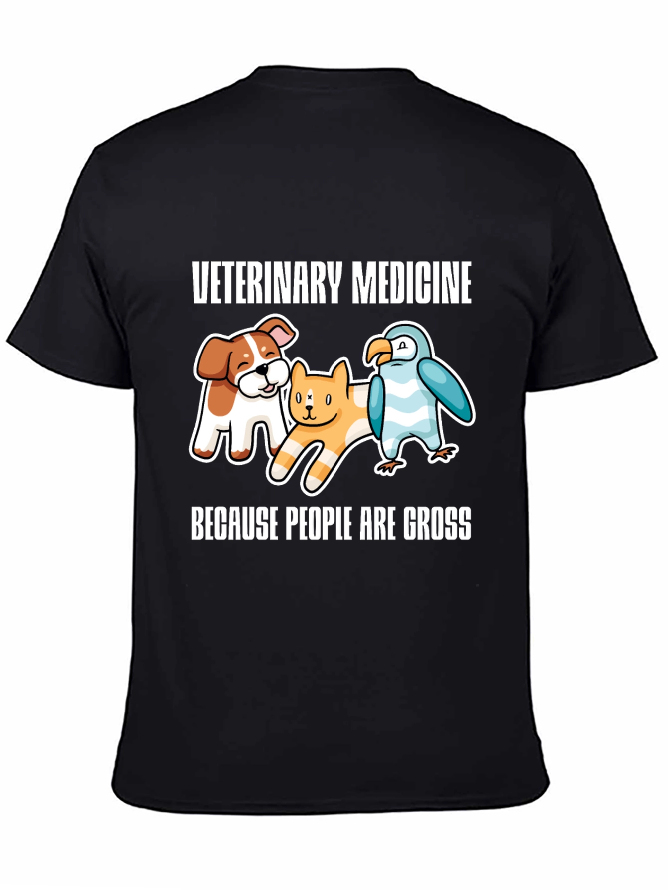 Black Veterinary Medicine Cartoon Graphic Tee view 4