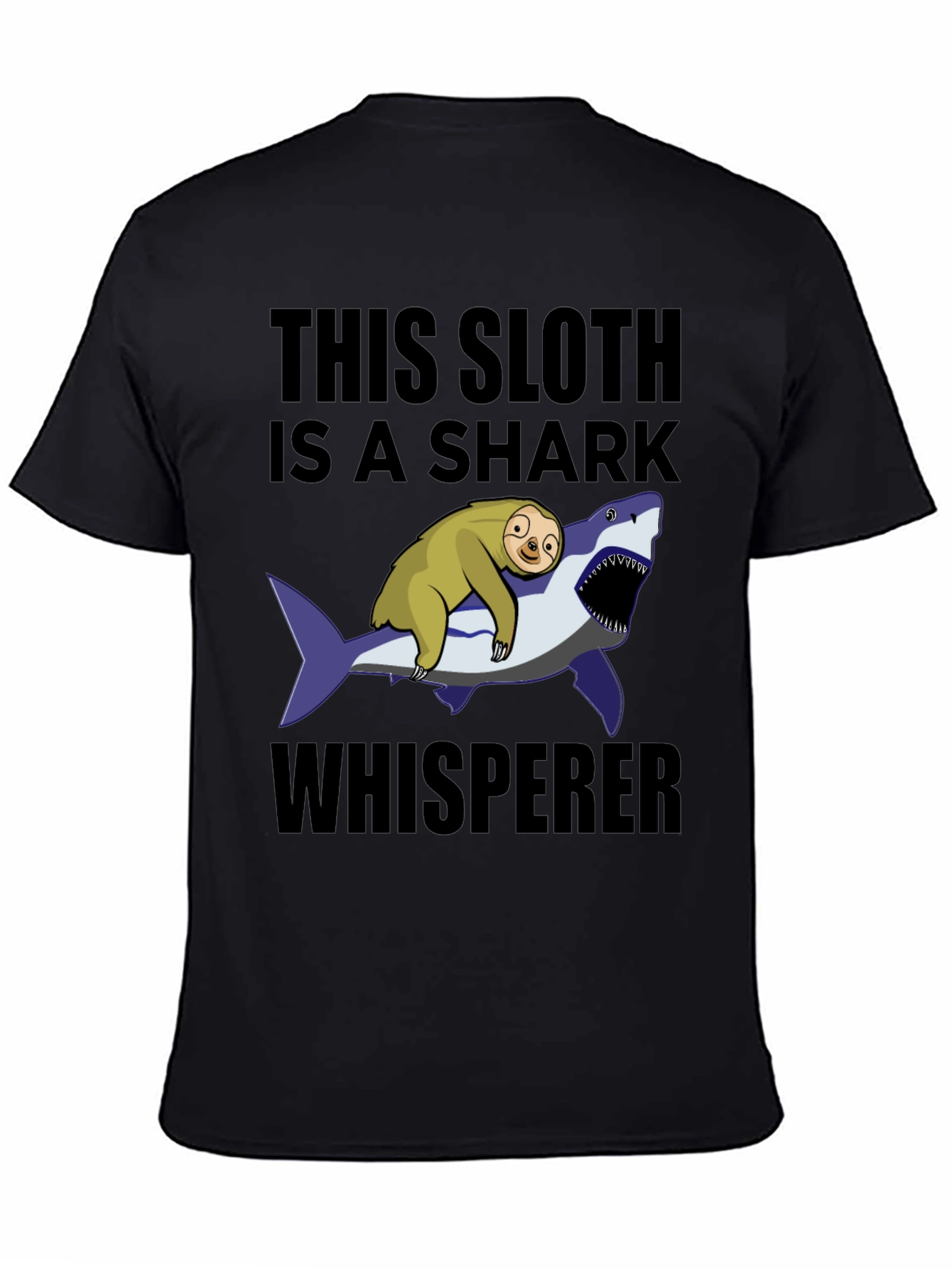Black Sloth Shark Whisperer T-Shirt - Funny Graphic Tee view 4